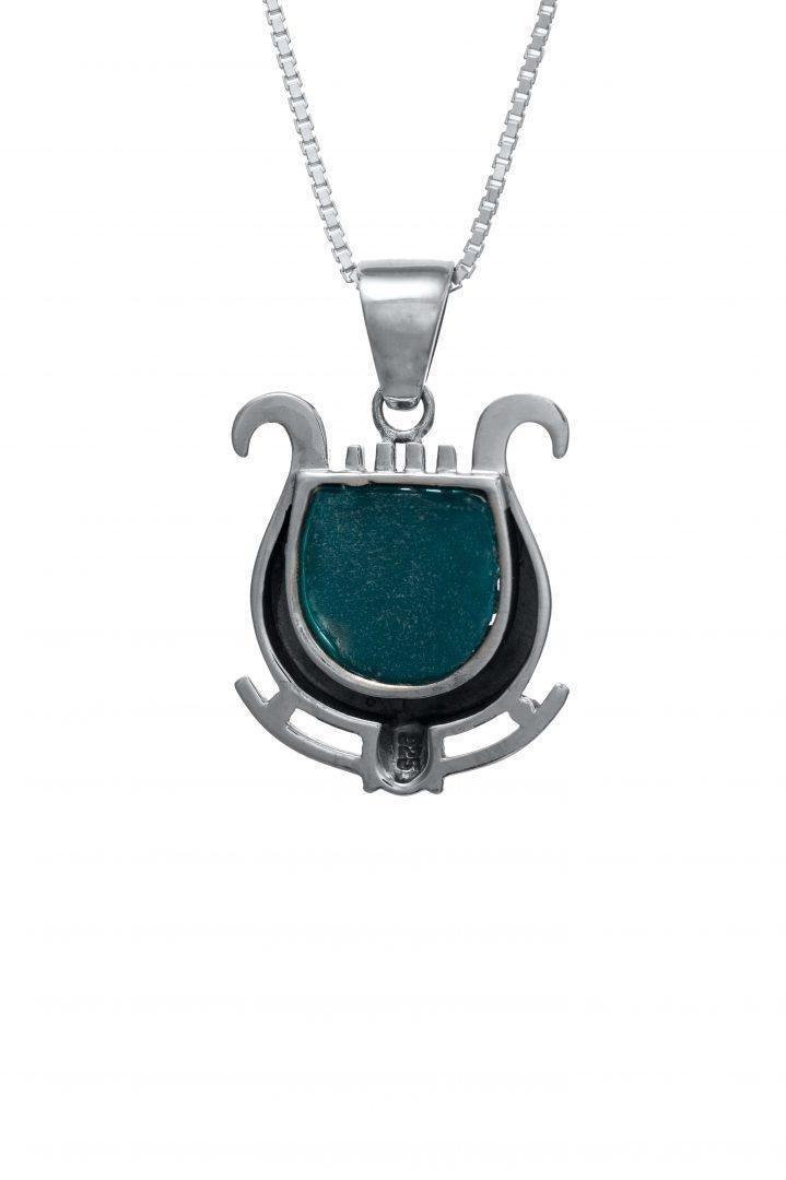 925 Sterling Silver Jerusalem Nano Bible Torah Pendant with King David's Harp & Roman Stone - Elegant Religious Jewelry for Women, Gift for Baptism, Confirmation & Special Occasions