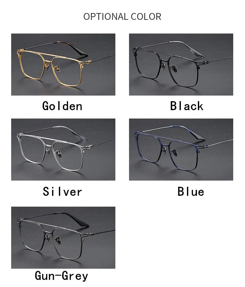 Aimee Unisex Full Rim Square Double Bridge Titanium Eyeglasses 81000 - Lightweight Durable Frame for Reading, Work & Everyday Use