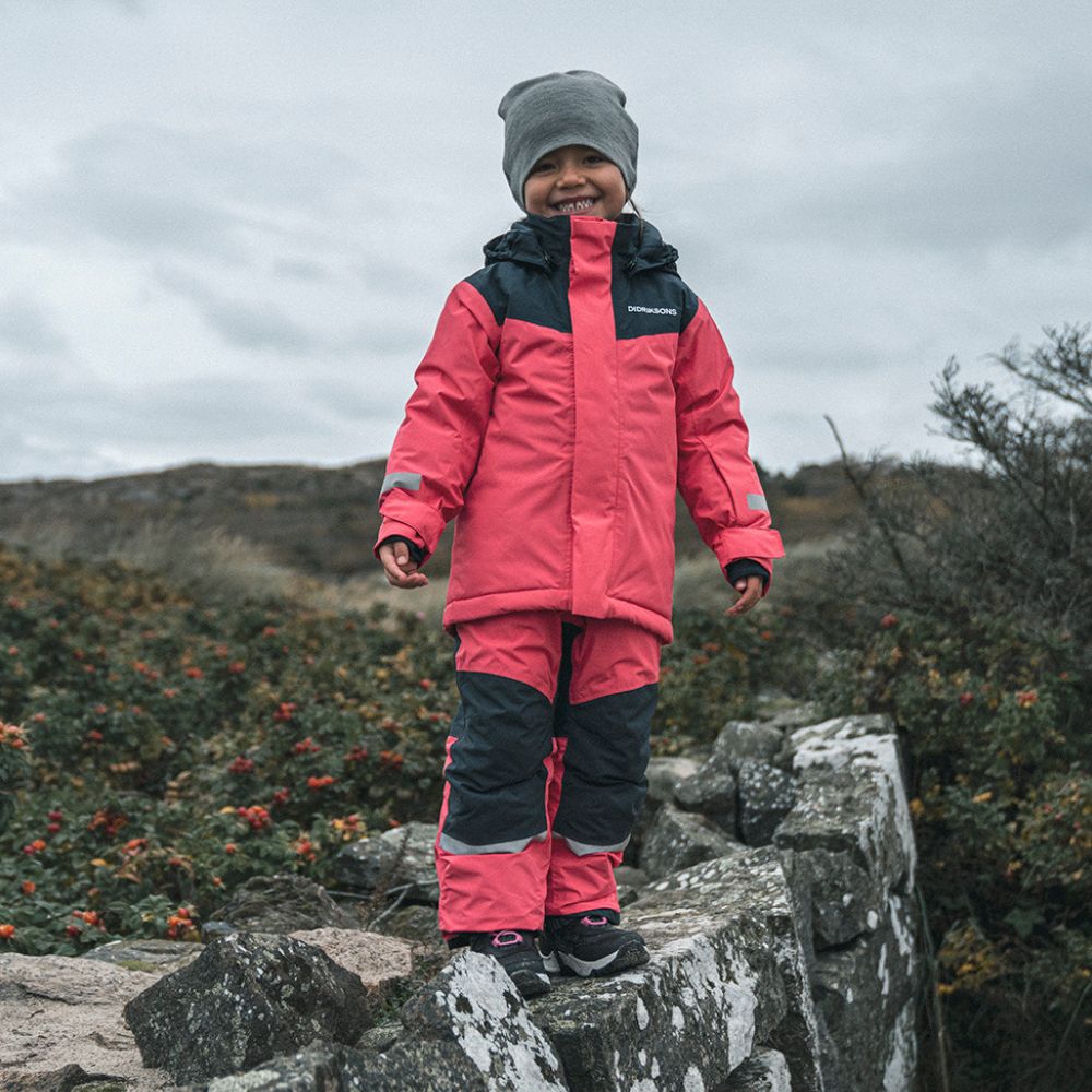Didriksons Skare Kids Ski Jacket & Pants Set - Waterproof Winter Snowsuit for Boys & Girls, Insulated Warm Skiwear in Modern Pink - Perfect for Skiing, Snowboarding & Outdoor Winter Activities