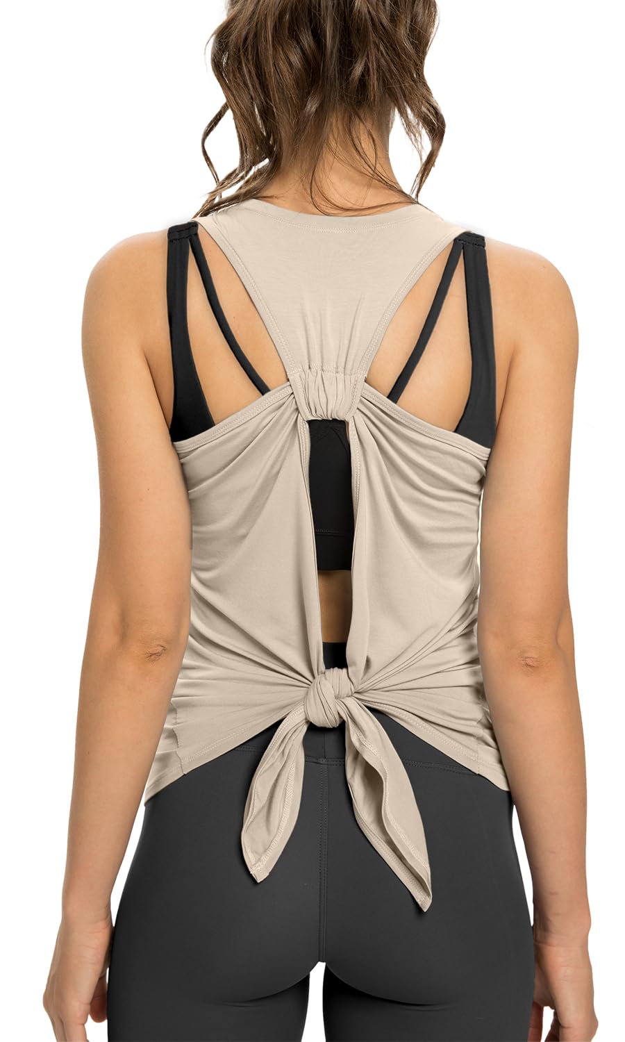 Sanutch Women's Open Back Workout Top - Breathable Backless Yoga Shirt with Tie Back Design for Gym, Yoga & Fitness - Perfect for Hot Yoga, Running & Summer Workouts