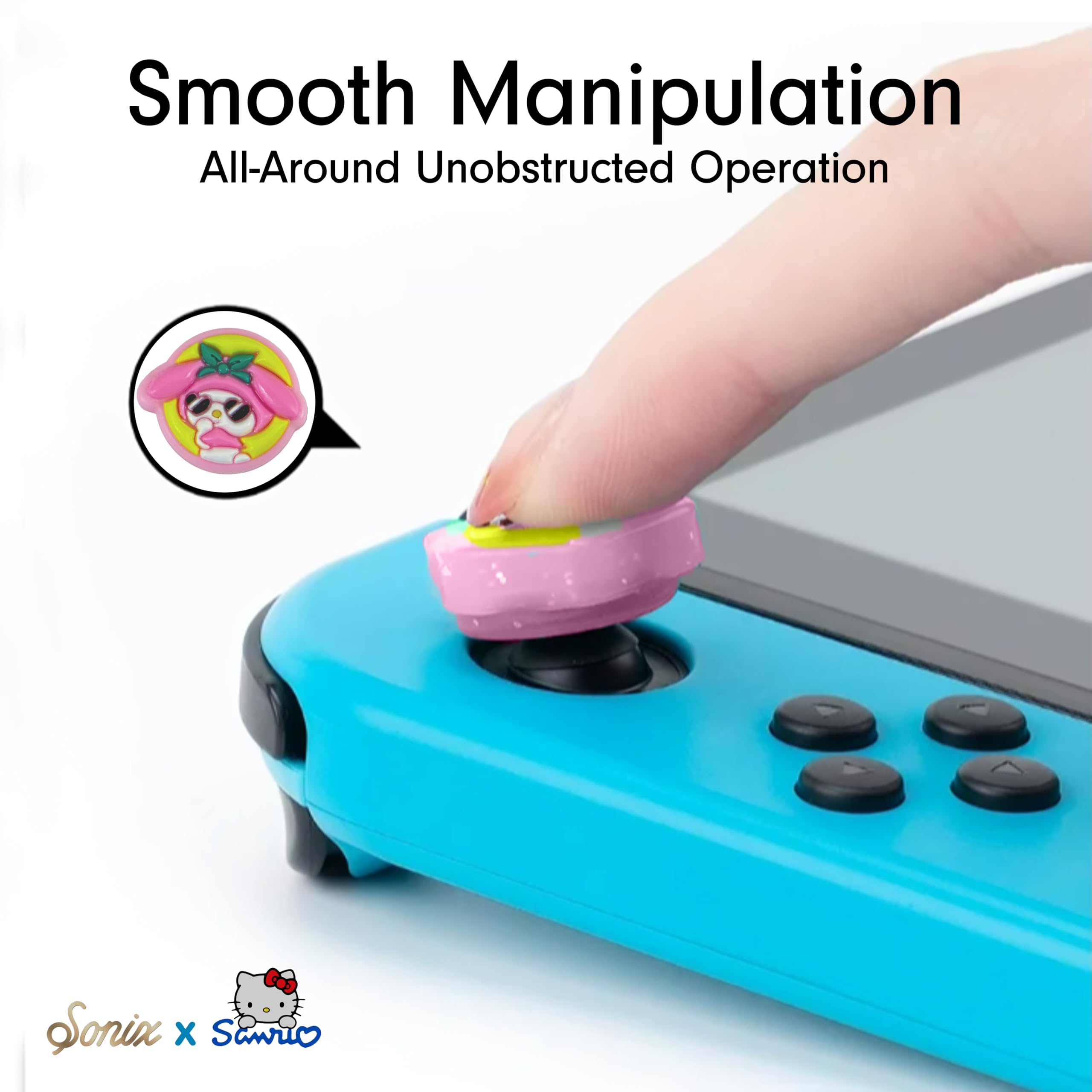 Sanrio Kuromi & My Melody Silicone Thumb Grip Caps for Nintendo Switch Joy-Con (4-Pack) - Compatible with Switch Lite/OLED - Cute Gaming Accessories for Comfort & Style | Perfect for Long Gaming Sessions & Switch Protection