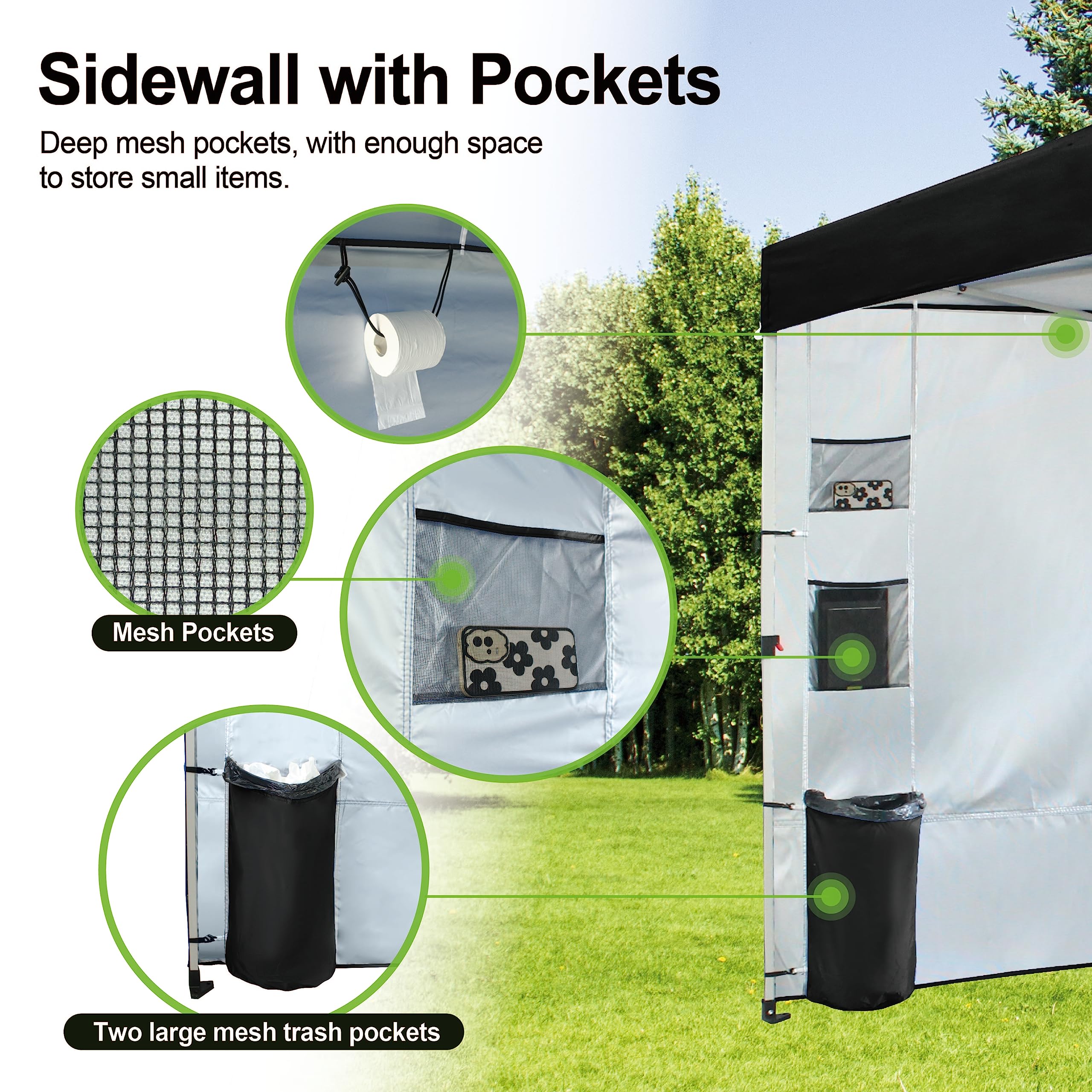 10x10 Pop Up Canopy Tent with Sidewalls & Pockets - Portable Instant Sun Shelter for Outdoor Camping, Beach, Picnics & Backyard Parties - Easy One-Person Setup with Center Lock System - Black CROWN SHADES Canopy
