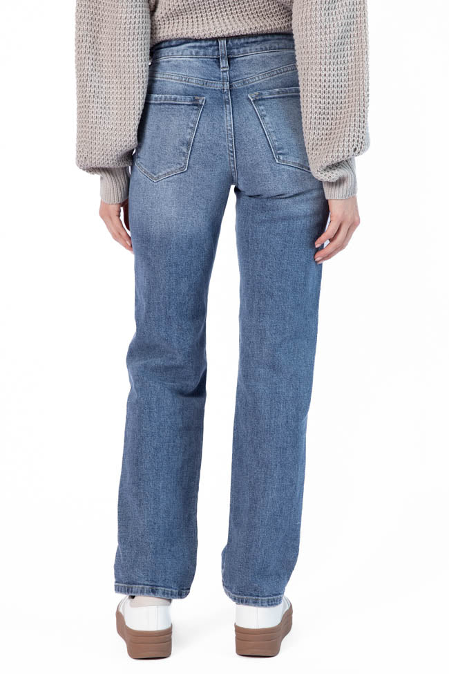 Raleigh Medium Wash Straight Leg Jeans for Women - Classic Comfort Denim Pants | Perfect for Casual Wear, Office & Everyday Outfits
