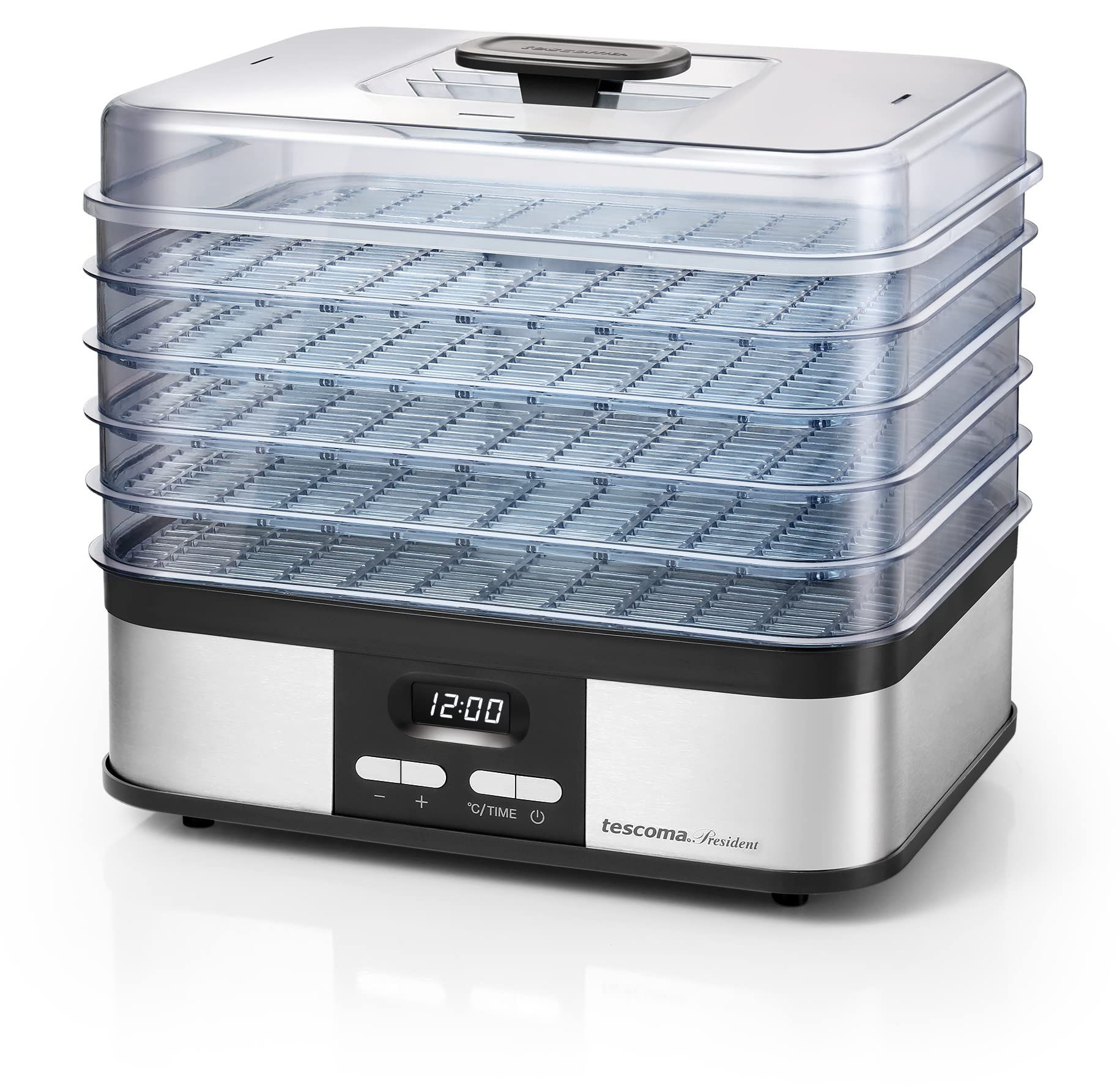 Tescoma President Electric Food Dehydrator - Stainless Steel for Drying Fruits, Vegetables, Herbs & Jerky - Perfect for Home Kitchen, Camping & Healthy Snacks
