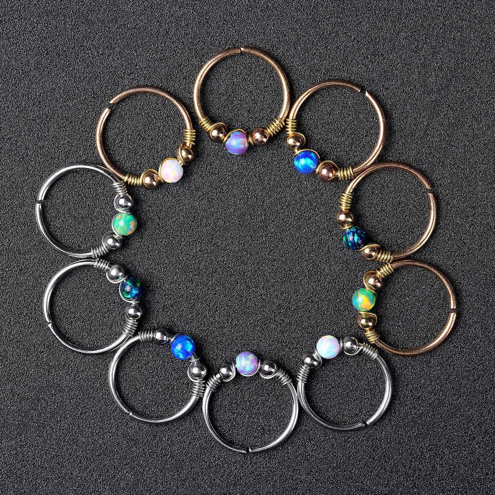 Opal Seamless Fixed Captive Ring - Elegant Body Jewelry for Belly Button, Nose & Ear Piercing | Hypoallergenic Stainless Steel | Perfect for Everyday Wear & Special Occasions