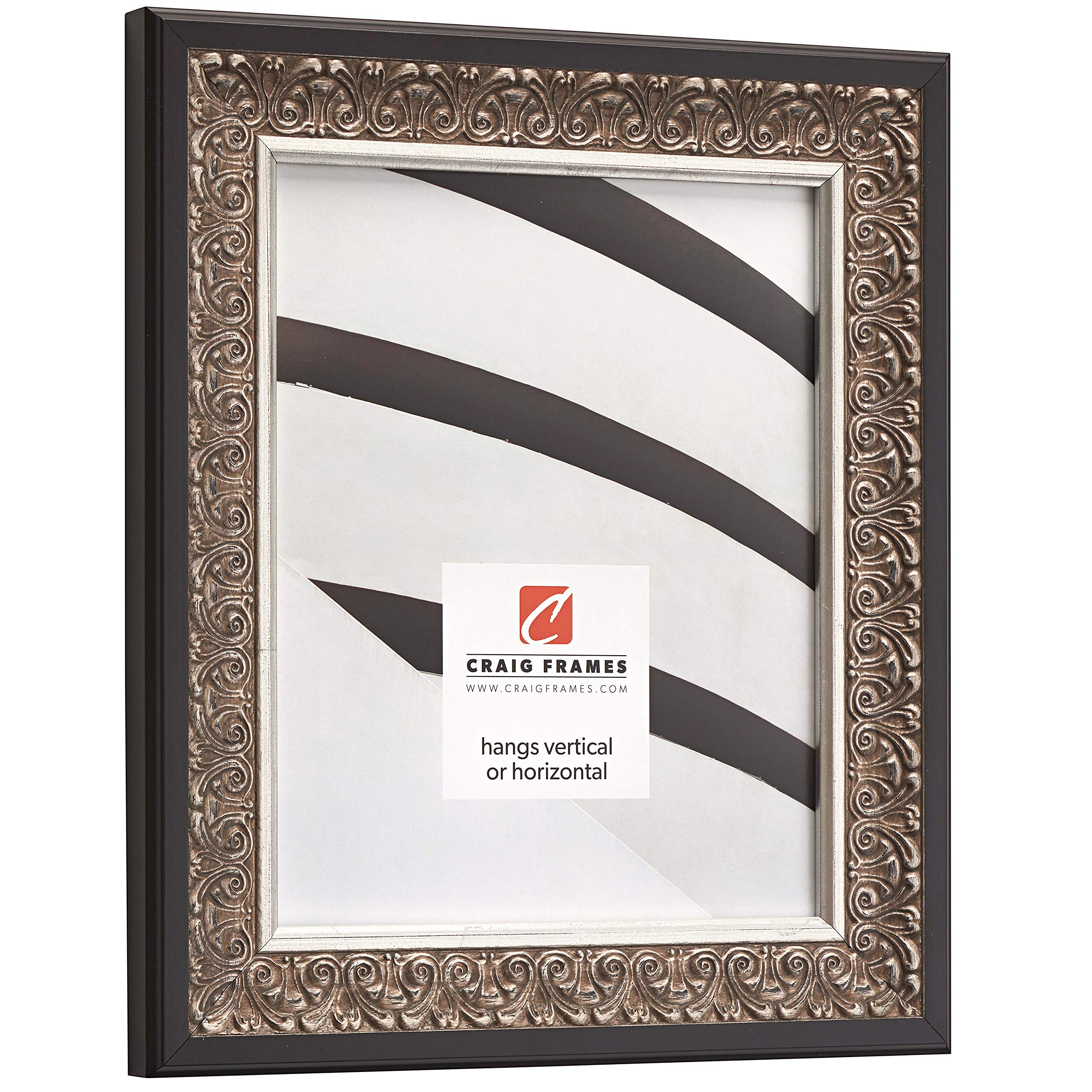 Craig Frames Furio 22x28 Inch Distressed Silver Black Picture Frame for Wall Art