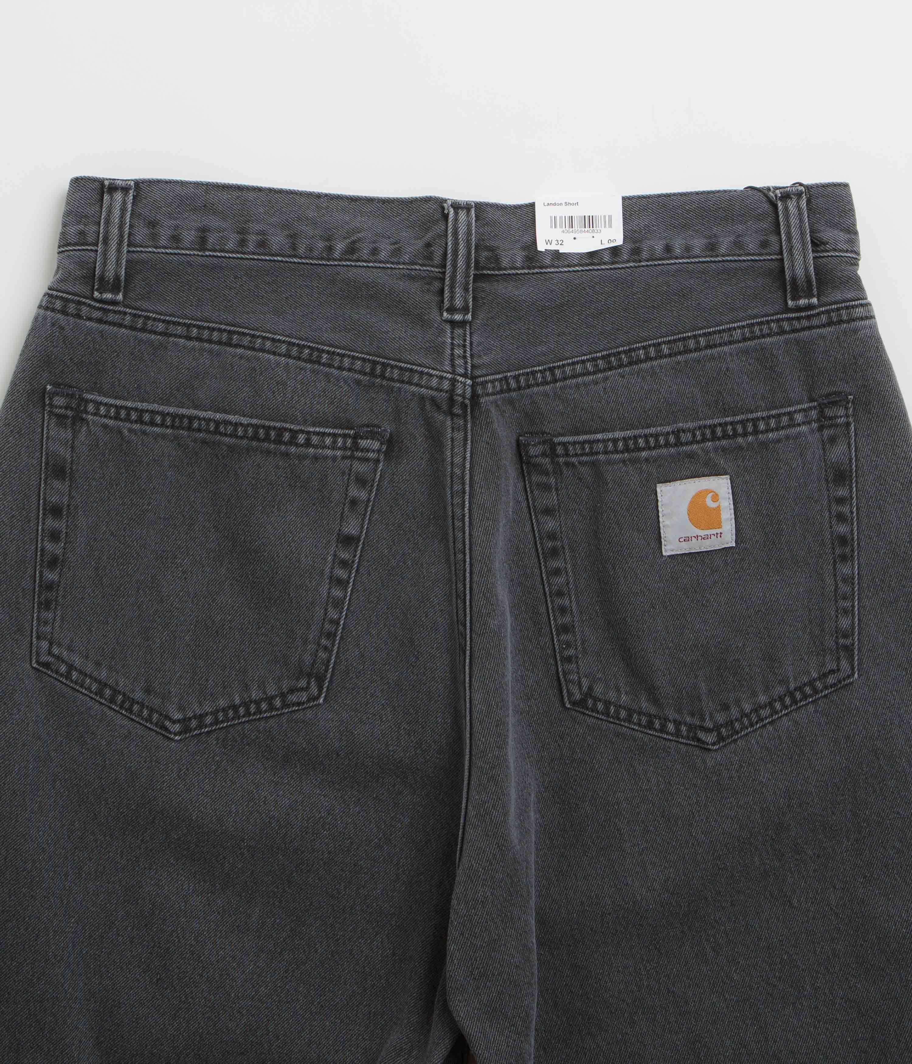 Carhartt Landon Shorts for Men - Heavy Stone Wash Black Cargo Work Shorts | Durable & Comfortable for Outdoor Work, Hiking, and Casual Wear