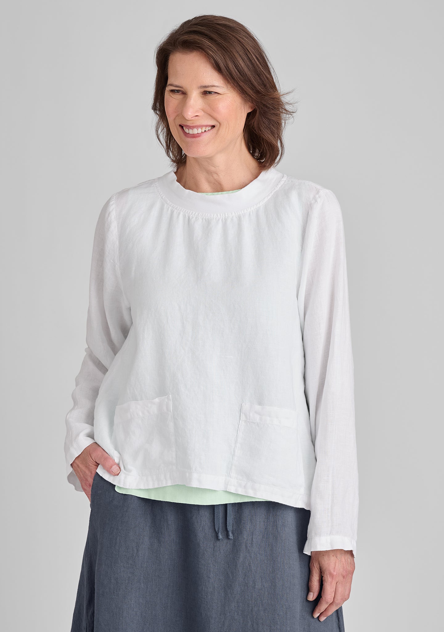 Women's Chelsea Pullover Long Sleeve Linen Shirt - Soft Breathable Casual Blouse for Spring & Summer Outfits