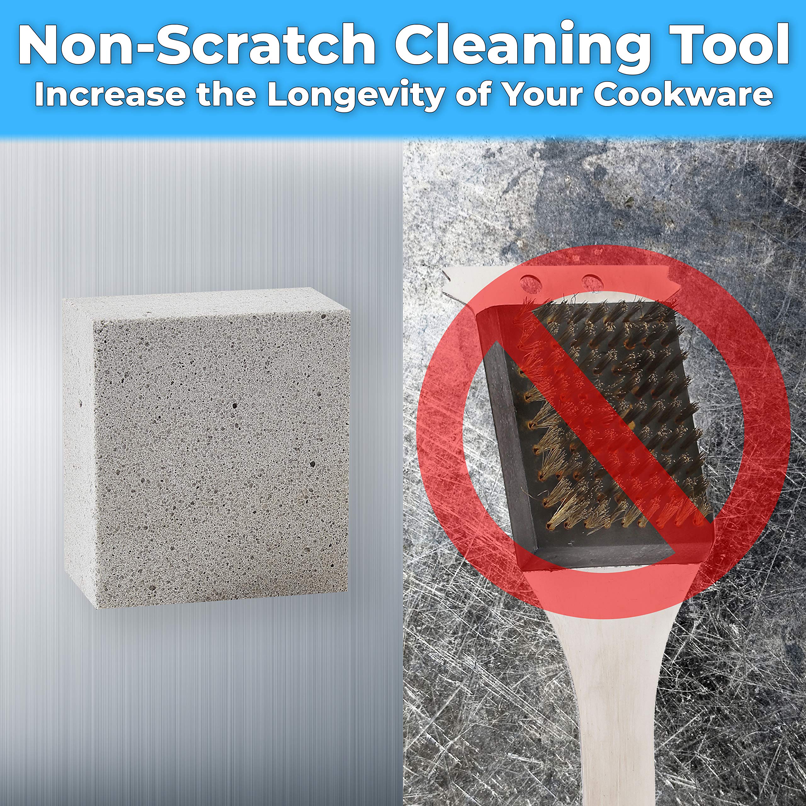 Heavy Duty Non-Toxic Grey Grill Brick Cleaner 12 Pack - Reusable Chemical Free BBQ Pumice Cleaning Blocks for Flattops, Grills & Griddles - Perfect Barbecue Scouring Tool for Outdoor Cooking, Camping & Backyard BBQs