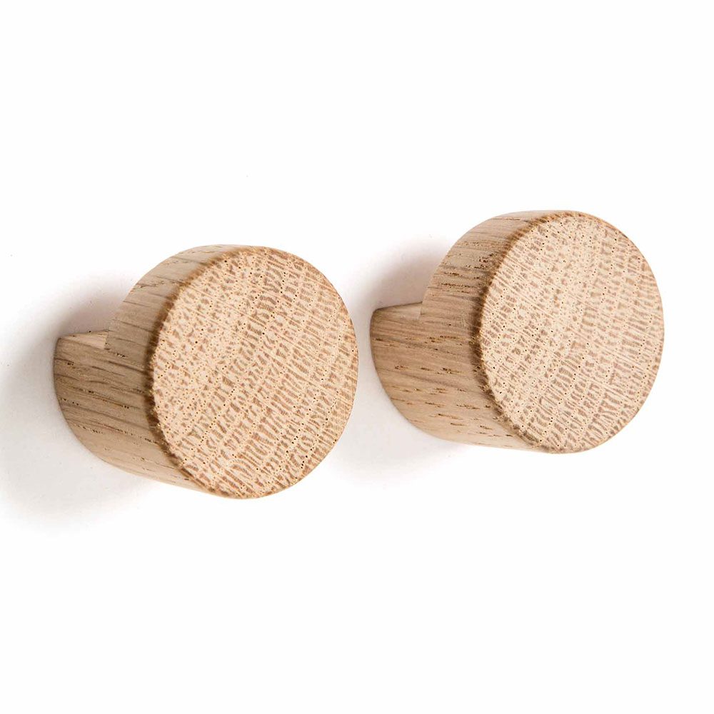 EKTA LIVING Wooden Wall Hooks - Set of 2 Small Oak Knot Hooks (2.8cm) for Coats, Hats, Keys & Home Decor - Rustic Farmhouse Style Entryway & Bedroom Organization