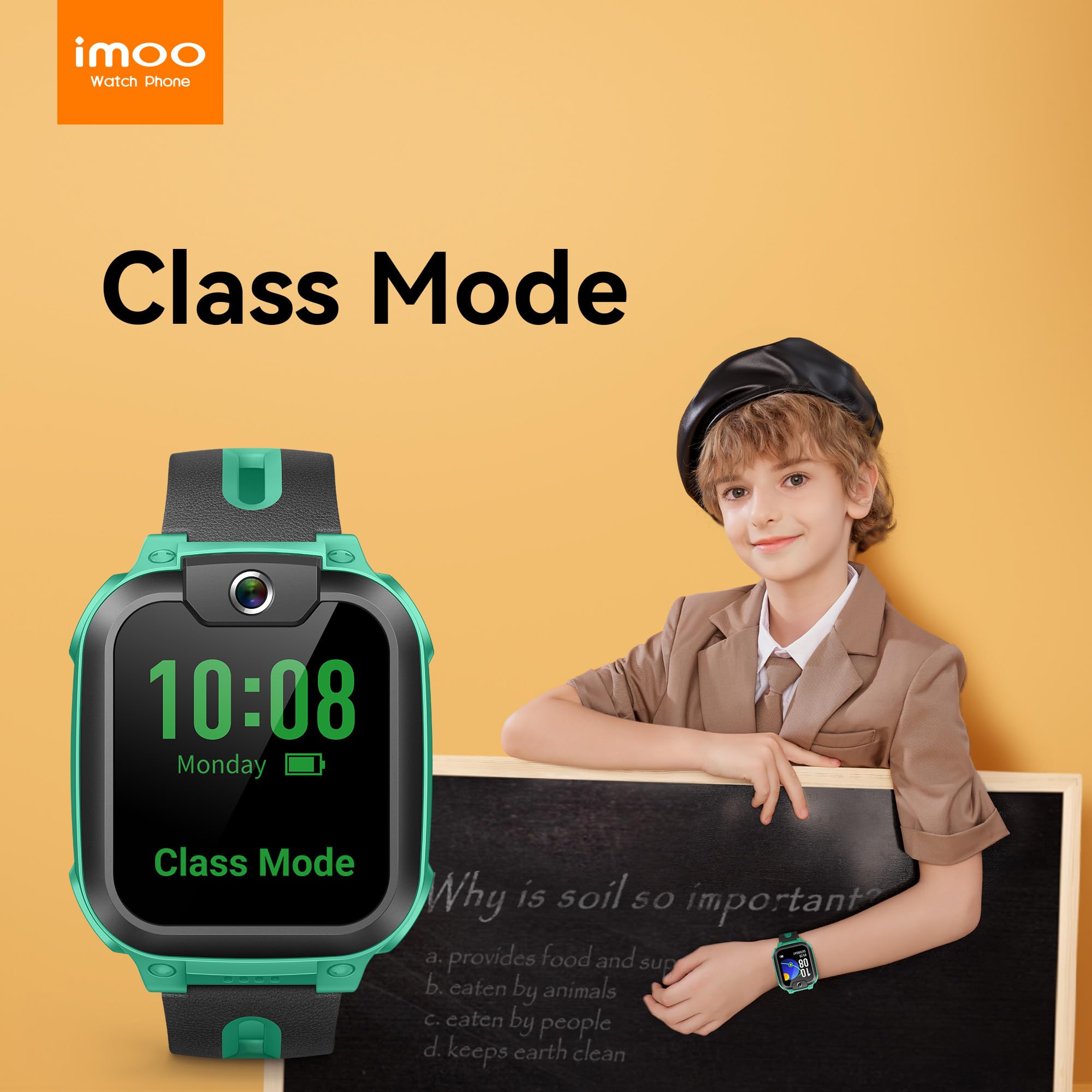 imoo Watch Phone Z1 Kids Smart Watch - 4G LTE GPS Tracker with Video Call, Real-Time Location Tracking & IPX8 Waterproof - Durable Smartwatch for Boys & Girls (Green) - Perfect for School, Outdoor Play & Safety Monitoring