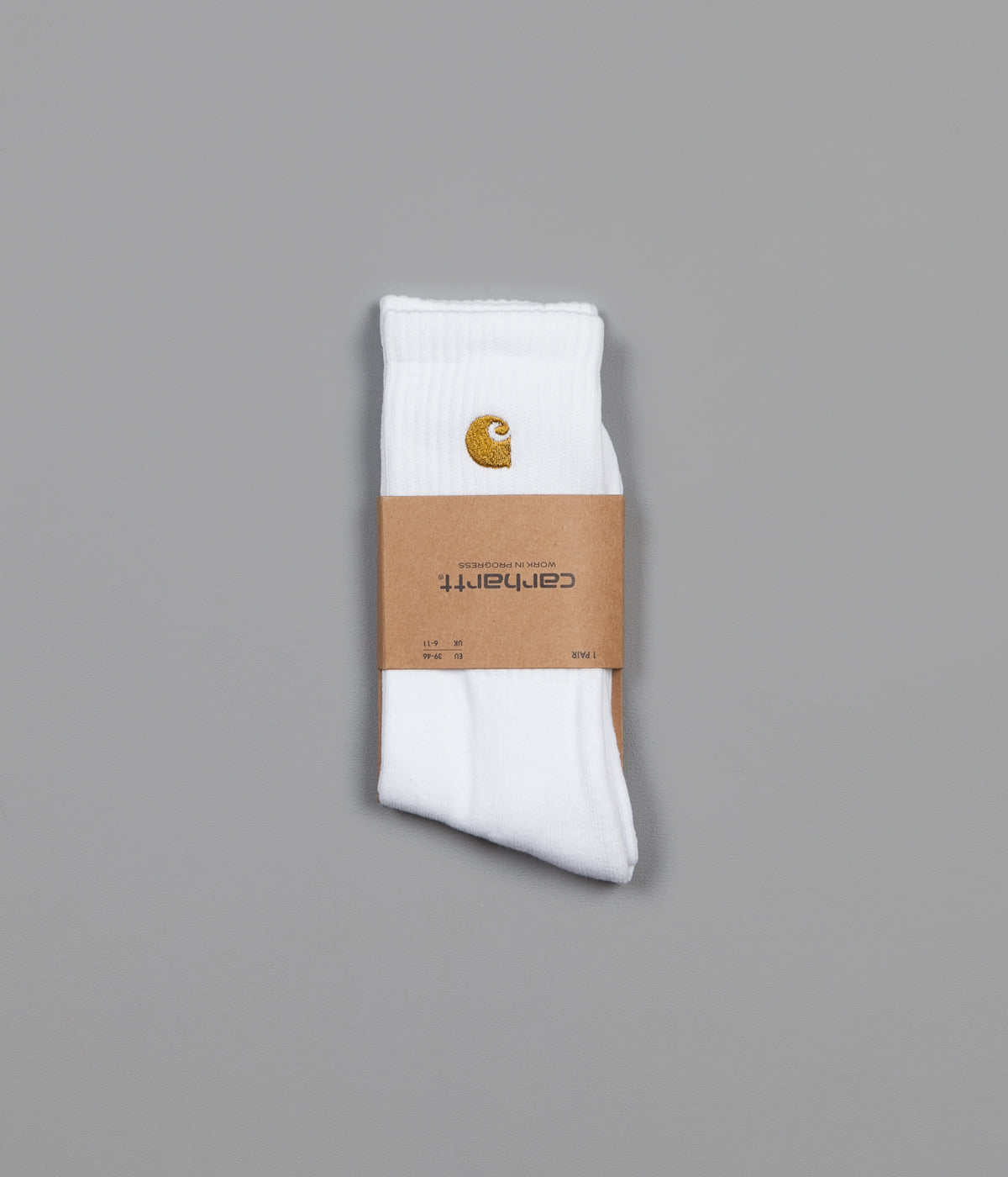 Carhartt Chase Socks - White & Gold Crew Socks for Men & Women - Durable Work Socks for Outdoor Activities, Hiking, and Everyday Wear
