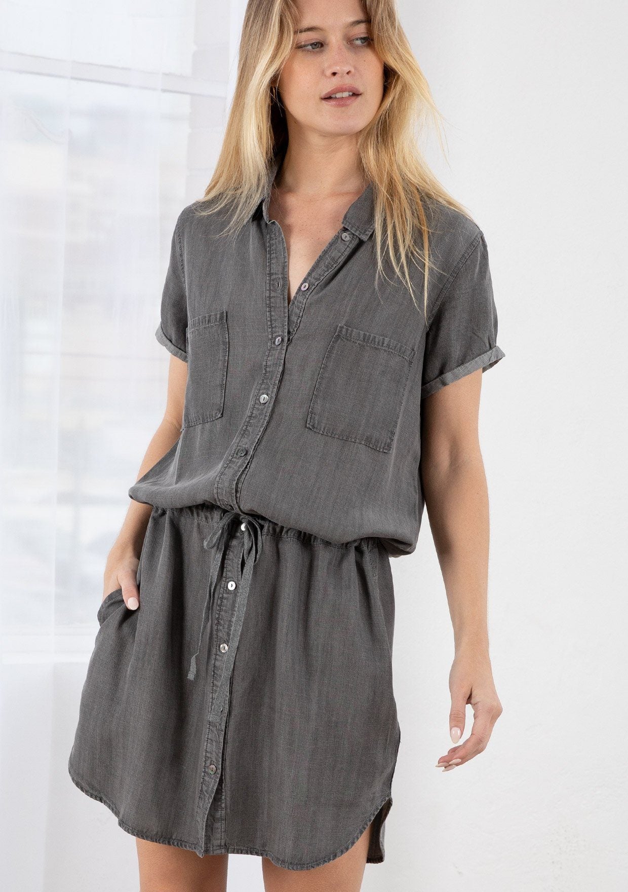Benji Shirt Dress for Women - Stylish Casual Button Down Tunic Top with Pockets | Perfect for Office, Weekend Outings & Spring Summer Fashion