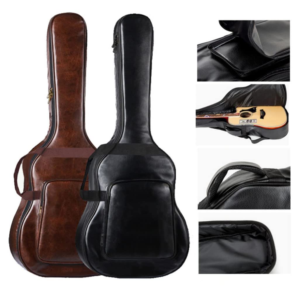 Vaguelly 40/41 Inches Water Resistant Acoustic Guitar Case with Double Shoulder Straps - PU Leather Gig Bag for Folk & Classical Guitars - Perfect for Travel, Storage & Outdoor Performances