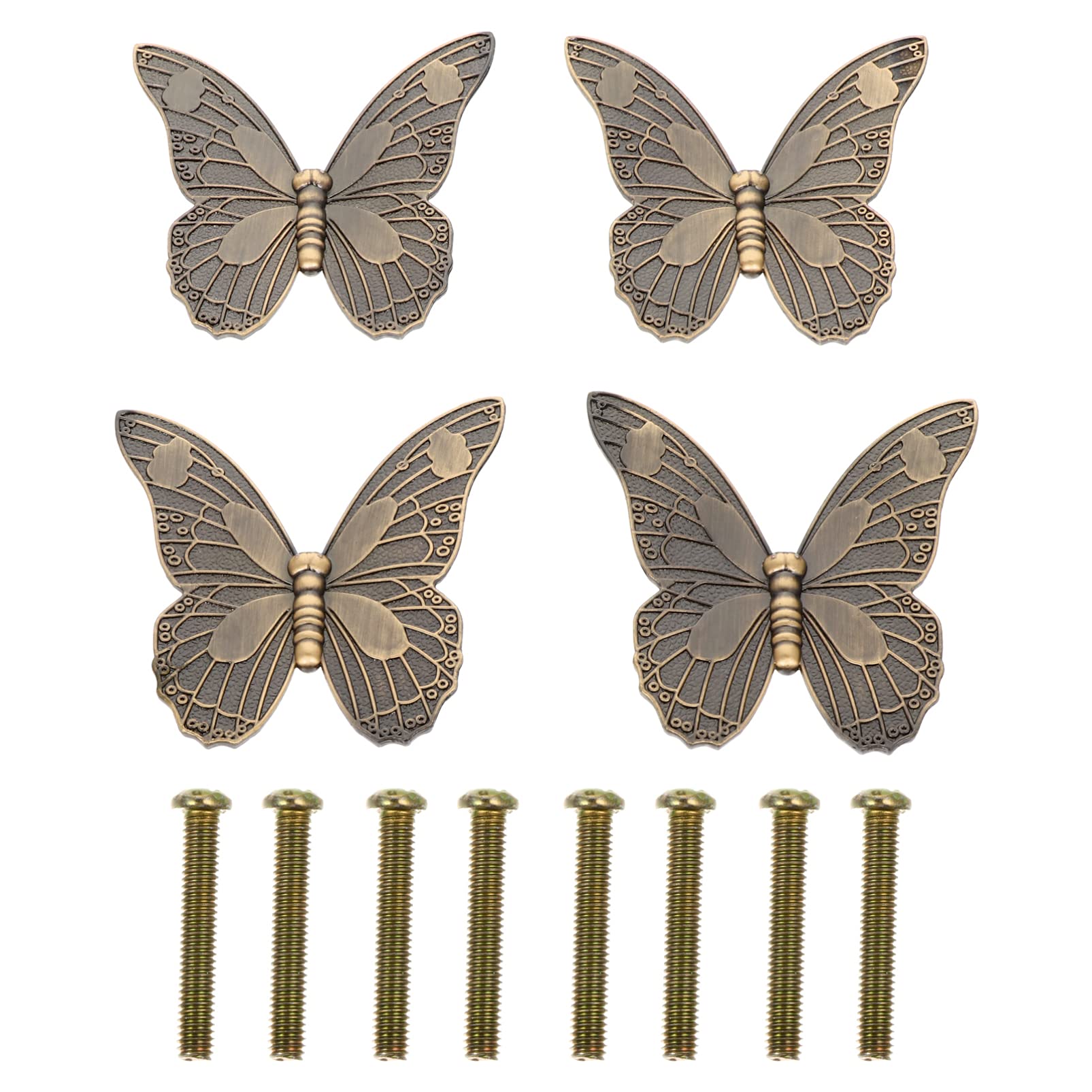 Vintage Butterfly Cabinet Knobs and Pulls - Set of 4 Antique Bronze Drawer Handles for Closet, Dresser & Furniture (Perfect for Bedroom, Bathroom & Kitchen Cabinets)