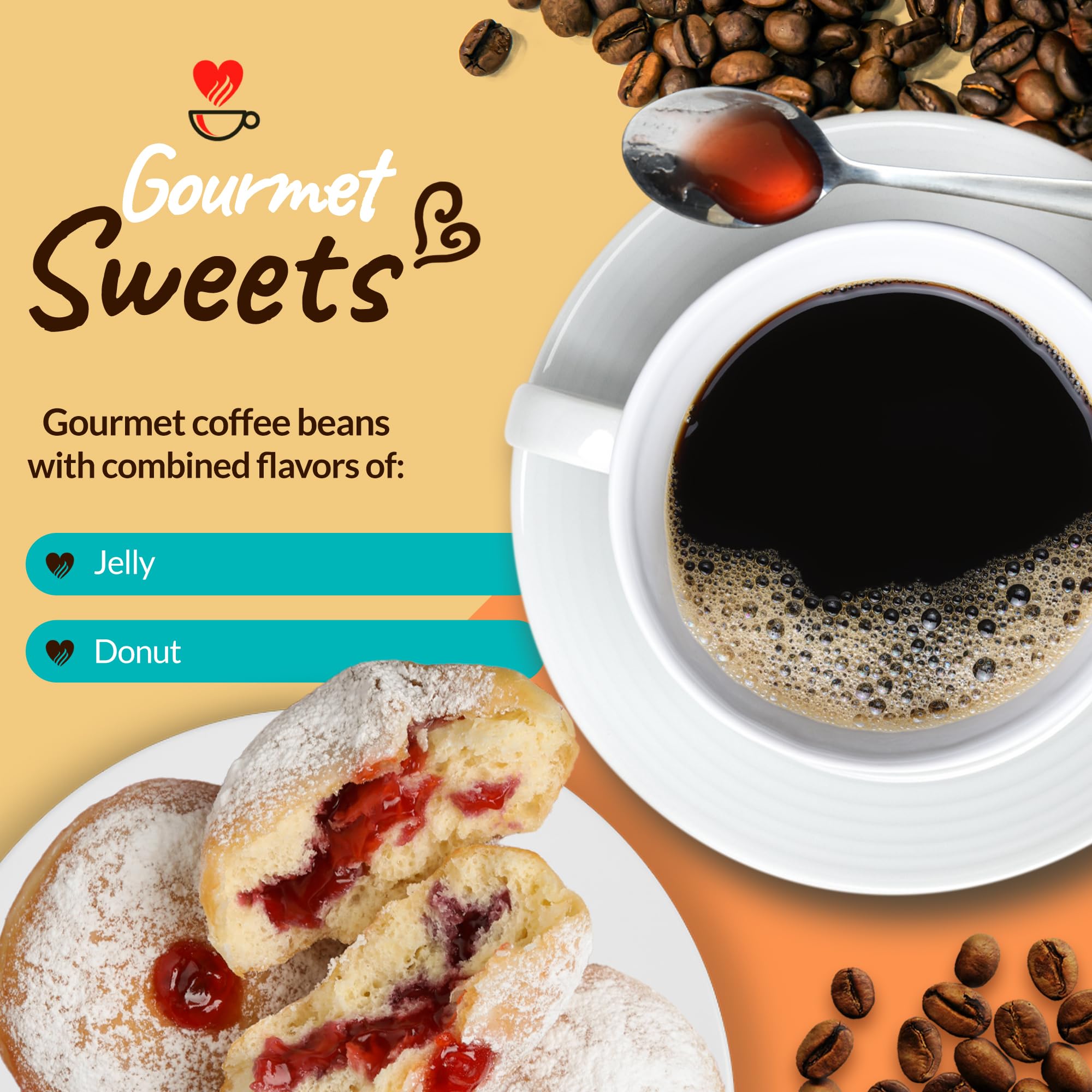 Smart Sips Jelly Donut Flavored Medium Roast Coffee Pods - 24 Count K-Cup Compatible with Keurig Brewers | Perfect for Breakfast, Office & Home Coffee Breaks