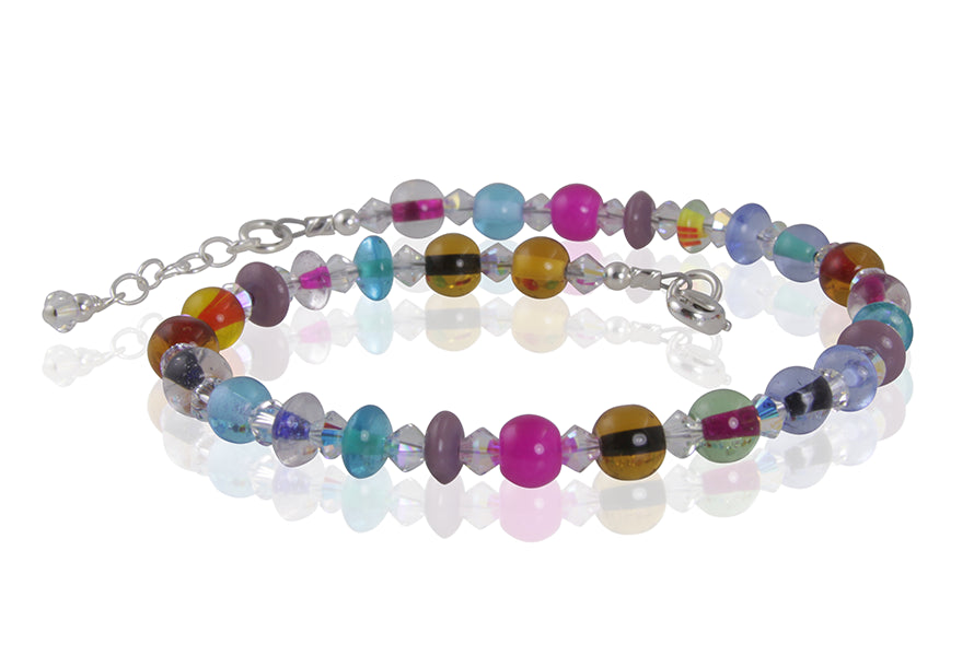 Prismatic Glass Crystal Beaded Anklet - Elegant Bohemian Ankle Bracelet for Women | Perfect for Summer, Beach, Weddings & Boho Fashion Accessories
