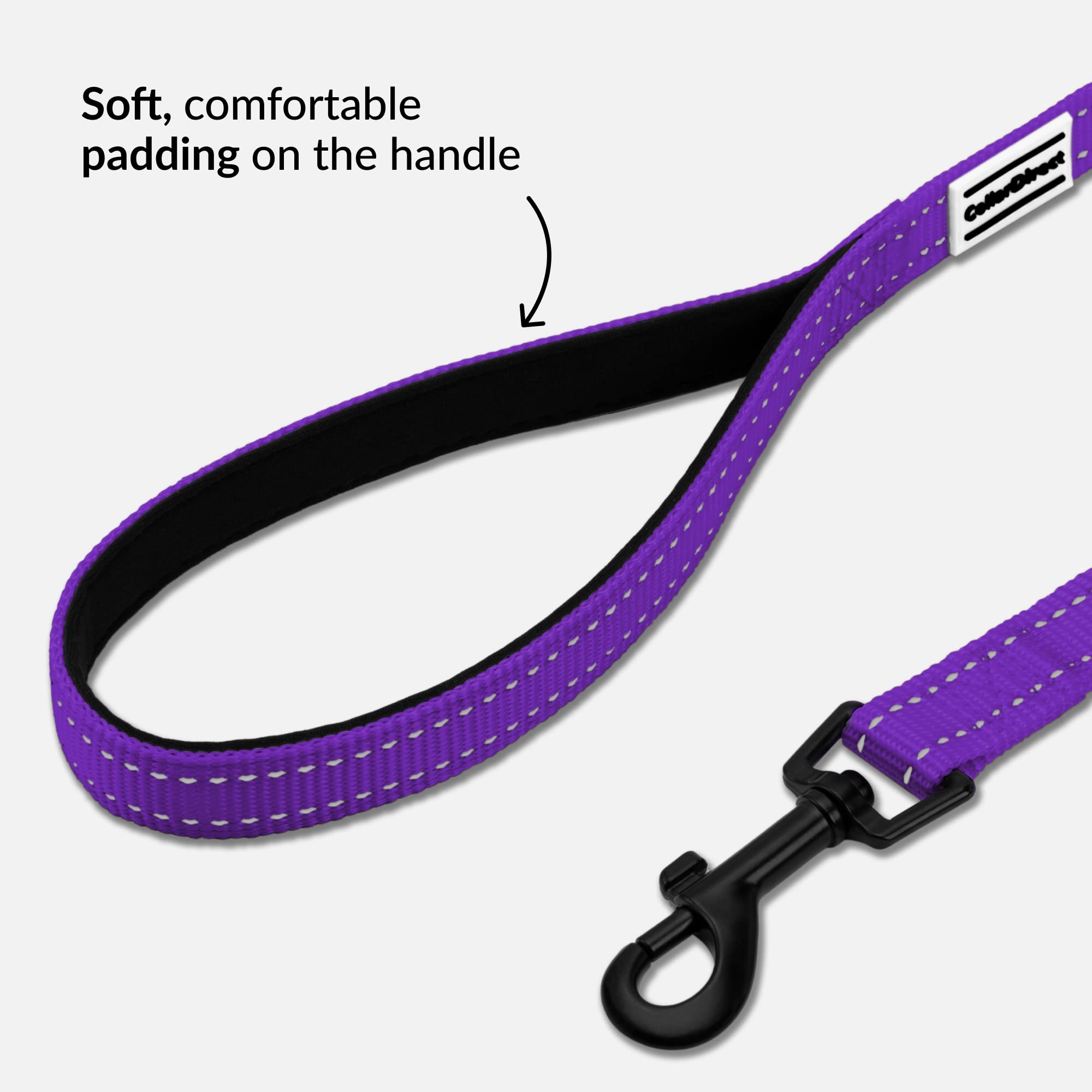 **CollarDirect Heavy Duty Nylon Dog Leash - 5ft Reflective Pet Leash for Small, Medium & Large Dogs - Durable Training & Walking Leash for Outdoor Adventures (Purple, Small) - Perfect for Daily Walks, Jogging & Obedience Training**