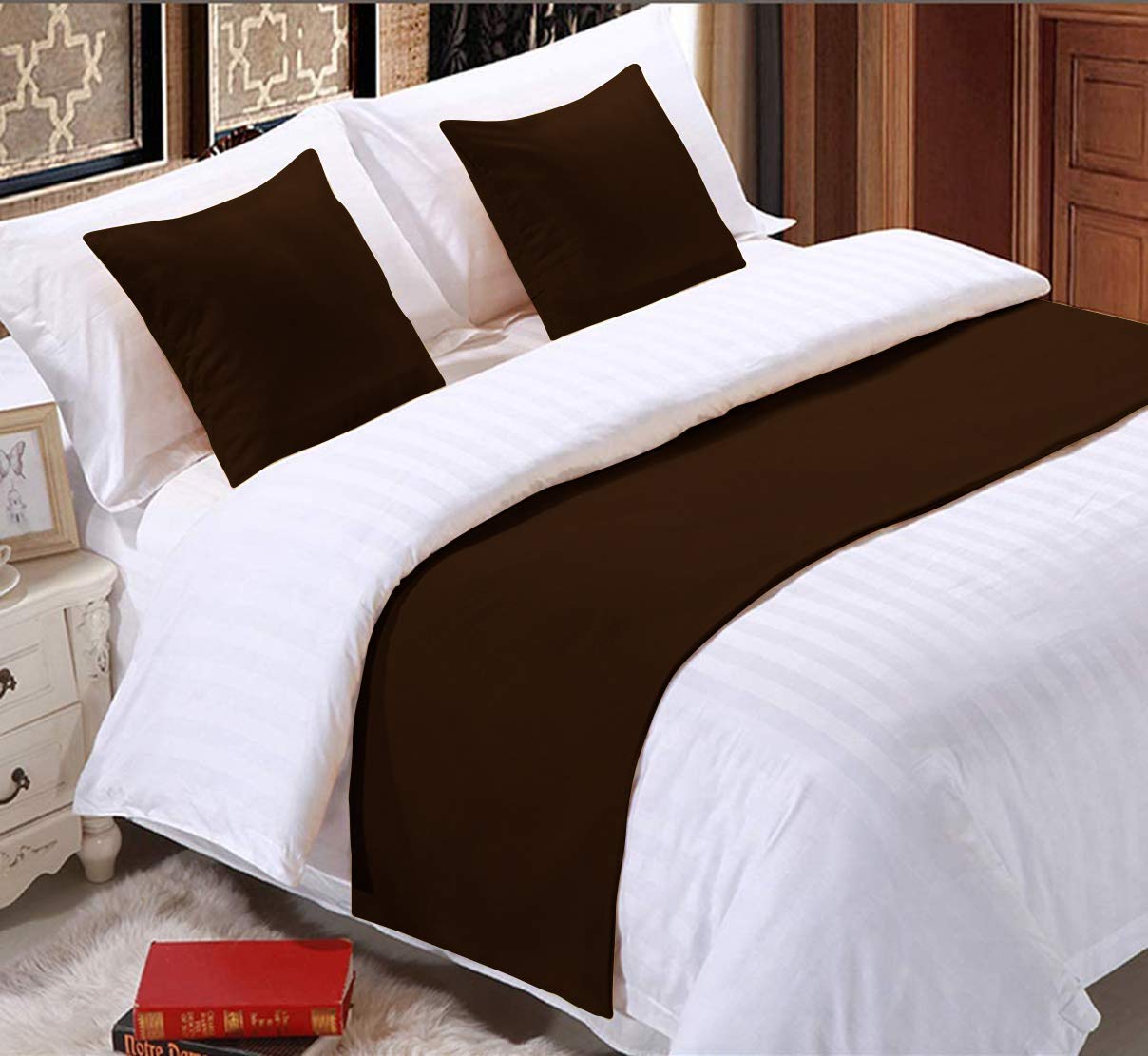 Luxury Solid Color Bed Runner Scarf - 1 Piece Decorative Bed Protector for Queen & King Size Beds - Perfect for Bedroom, Hotel, Wedding Room Decor