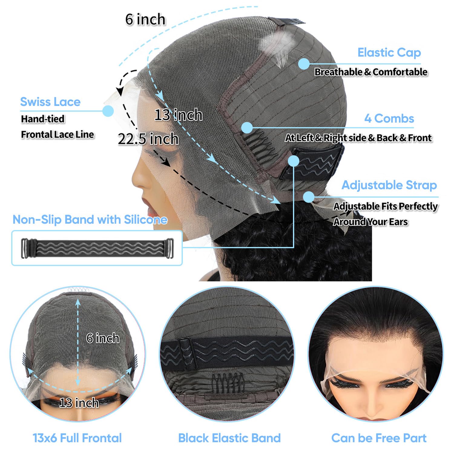 30 Inch 13x6 Lace Front Wigs Human Hair - 200% Density Deep Wave Glueless Wig with Pre-Plucked Hairline | Natural Looking Curly Human Hair Wigs for Women | Perfect for Daily Wear, Cosplay & Special Occasions