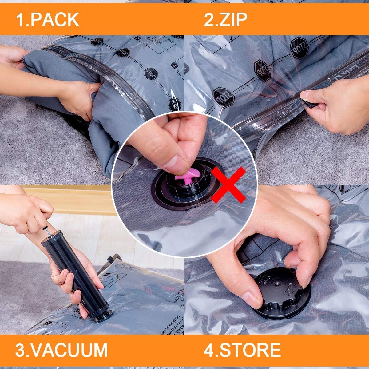10 Pack Vacuum Storage Bags - Space Saving Compression Sealer Bags for Blankets, Comforters, Pillows & Clothes | Perfect for Travel, Seasonal Storage & Organizing Small Spaces