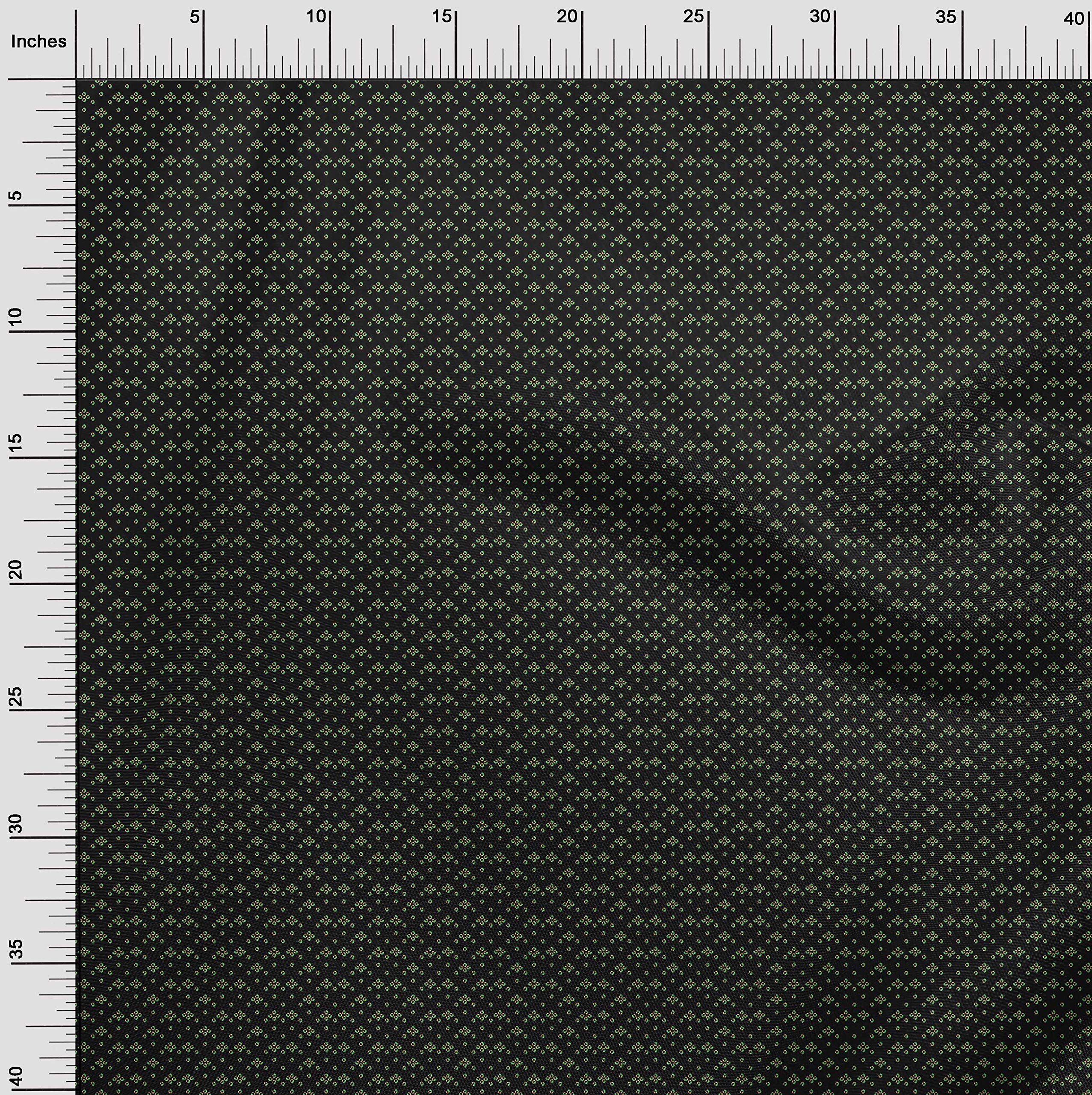 oneOone Polyester Spandex Black Bandhani Print Fabric - 56 Inch Wide Stretch Craft Material for Sewing, DIY Projects & Home Decor | Perfect for Dresses, Scarves & Upholstery
