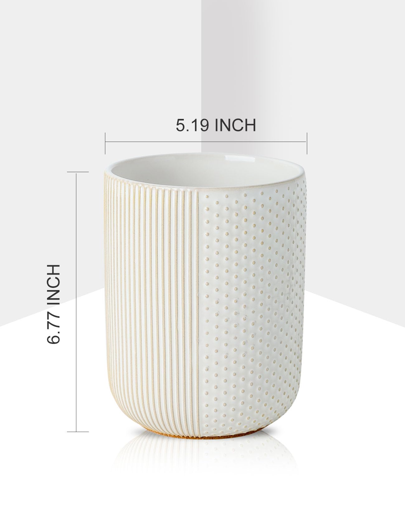 Premium White Ceramic Kitchen Utensil Holder with Cork Mat - Countertop Organizer for Spatulas, Spoons & Cooking Tools - Perfect for Modern Kitchens & Cooking Enthusiasts