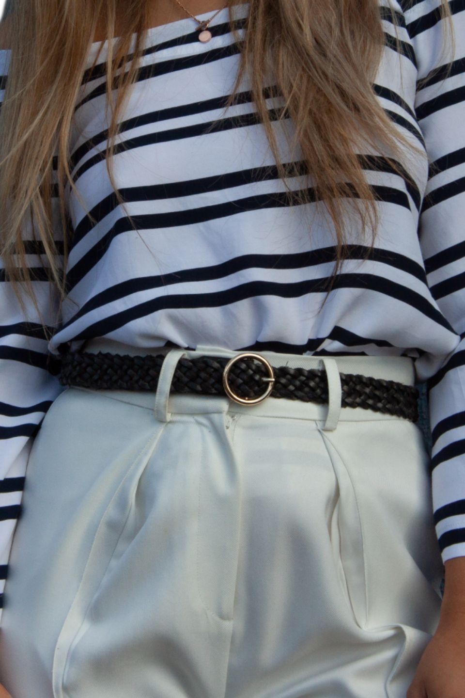 Catrina Black Braided Leather Belt with Gold Circle Buckle - Stylish Waist Accessory for Women's Fashion, Jeans & Dresses