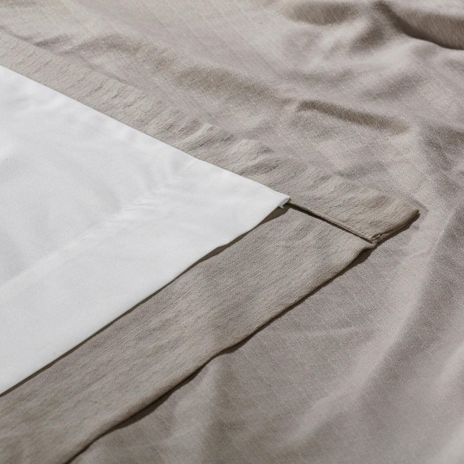 Fog Grey Grommet Textured Cotton Blackout Curtains for Bedroom & Living Room - Noise Reducing Thermal Insulated Window Drapes for Home Decor