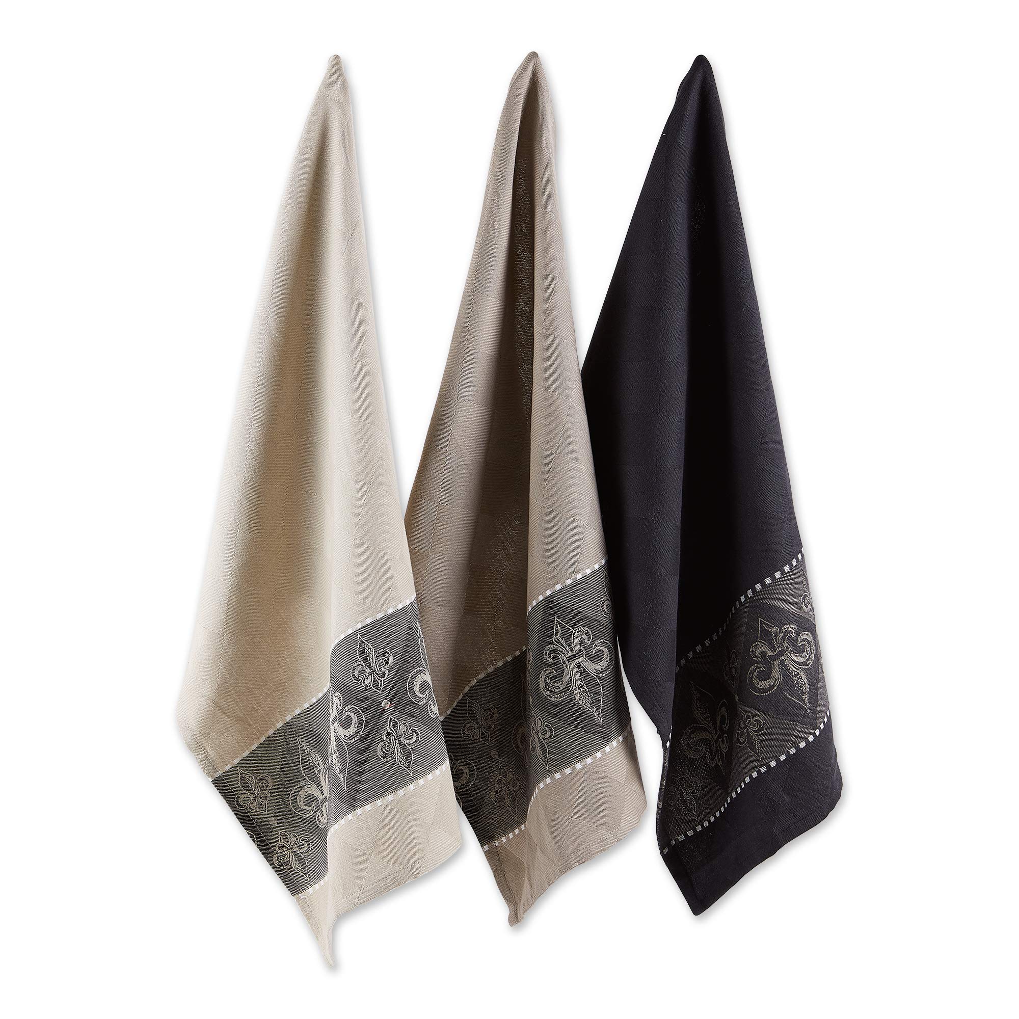 DII Cotton French Jacquard Dish Towels Set of 3 - Decorative Kitchen Tea Towels for Cooking, Baking & Drying Dishes - French Macaroon Design - Perfect for Everyday Use, Hosting & Gift Giving
