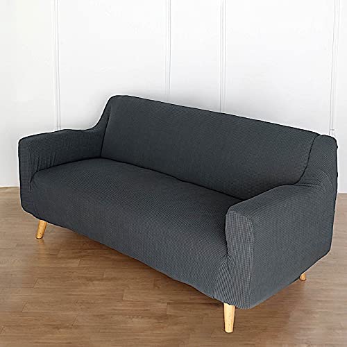 Charcoal Gray Spandex Jacquard Stretch Sofa Slipcover - 1-Piece Furniture Protector for 2 Seater Couch - Breathable, Washable Sofa Cover for Living Room, Home Decor & Pet Protection