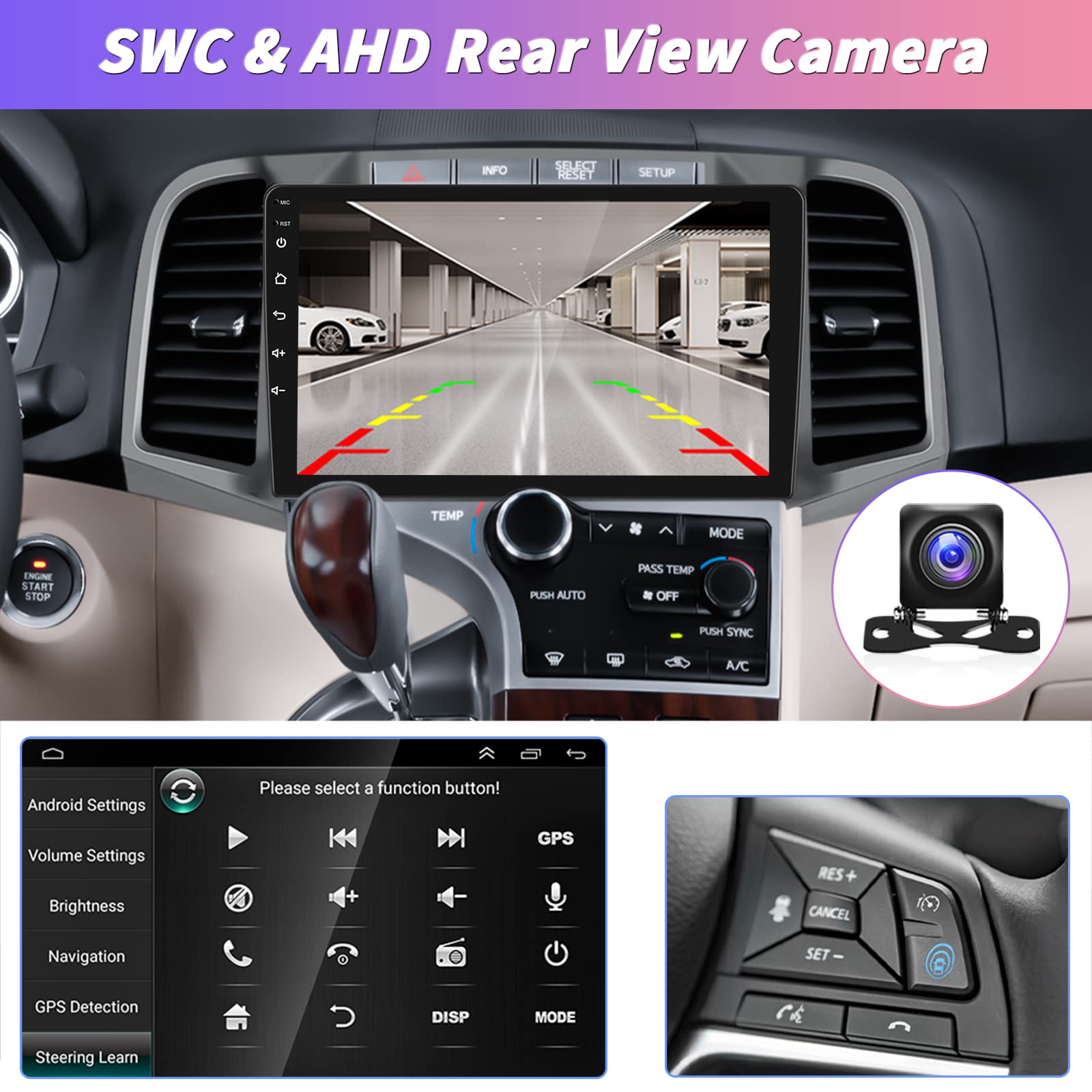 Roinvou 9 Inch Android 13 Car Stereo for Toyota Venza 2009-2016 - 2GB RAM 64GB ROM, Wireless CarPlay & Android Auto, IPS Touch Screen, Bluetooth, GPS, WiFi, Steering Wheel Control, HiFi Sound with AHD Backup Camera - Perfect for Commuting, Road Trips & Hands-Free Navigation