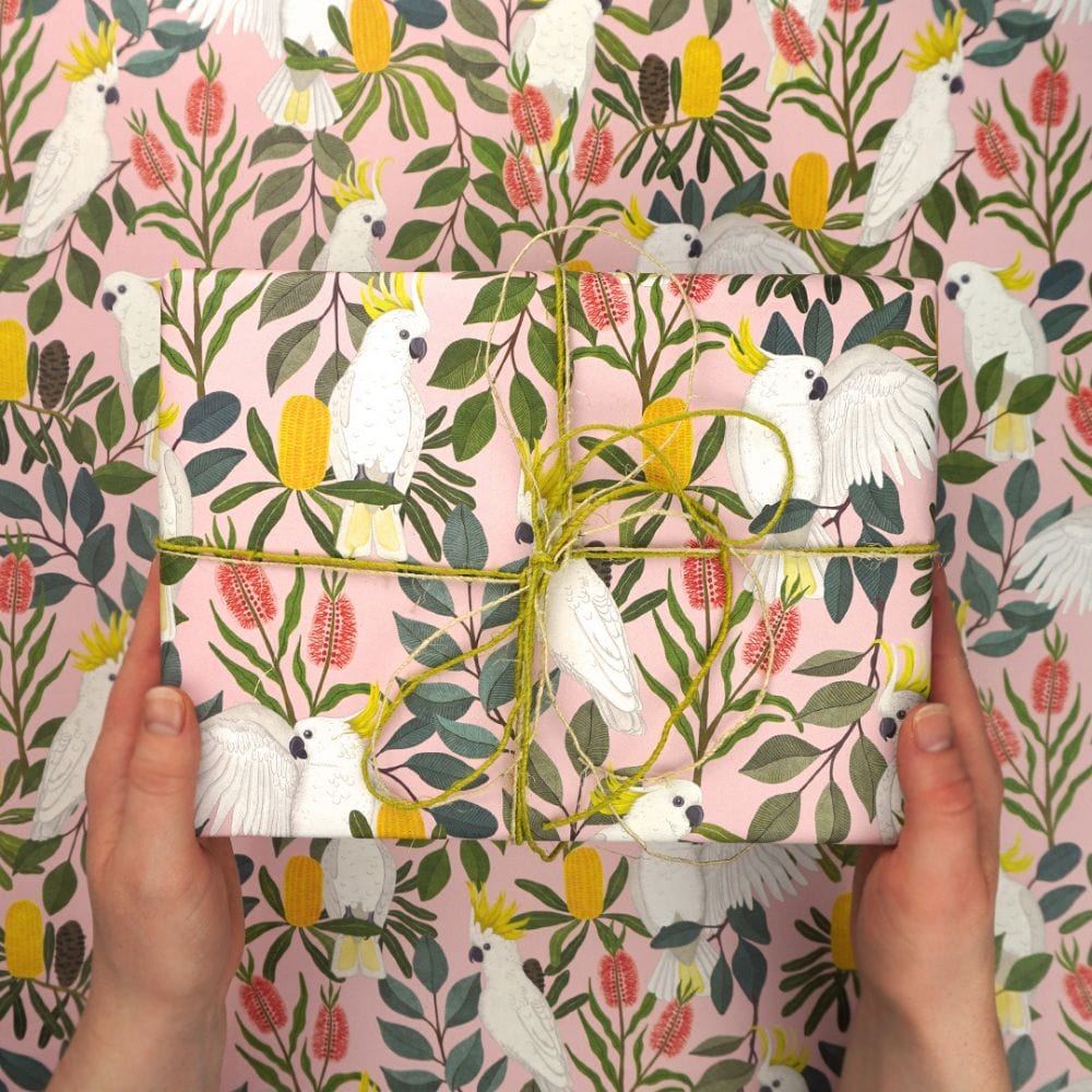 Earth Greetings Folded Wrapping Paper - Eco-Friendly Gift Wrap with Colorful Parrot Design | Perfect for Birthday, Christmas & Party Presents