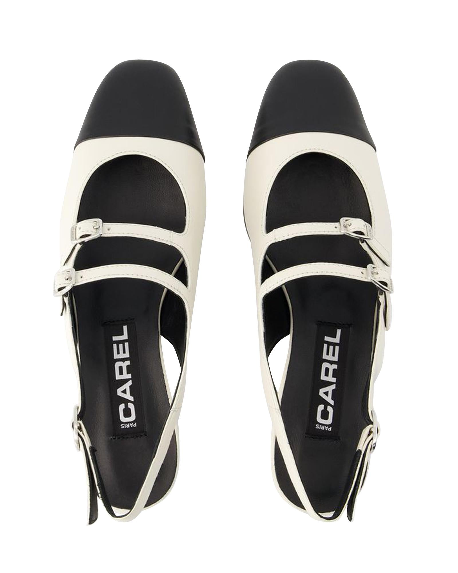 Stylish Beige & Black Leather Pumps with Adjustable Ankle Strap - 2cm Low Heel for Women | Perfect for Office, Wedding & Evening Events