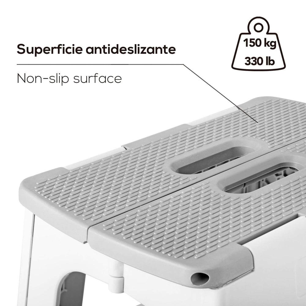 Vigar 32cm Compact Folding Step Stool - Lightweight & Portable Grey Step Ladder for Home, Kitchen, Bathroom, Kids & Seniors - Non-Slip Safety Stool for Reaching High Shelves & Storage