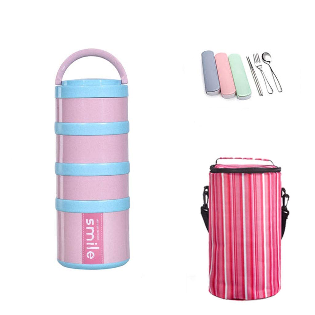 Stainless Steel Bento Lunch Box for Kids & Adults - 4 Compartment Leak-Proof Thermal Food Container - Perfect for School, Office, Picnic & Travel (Pink)