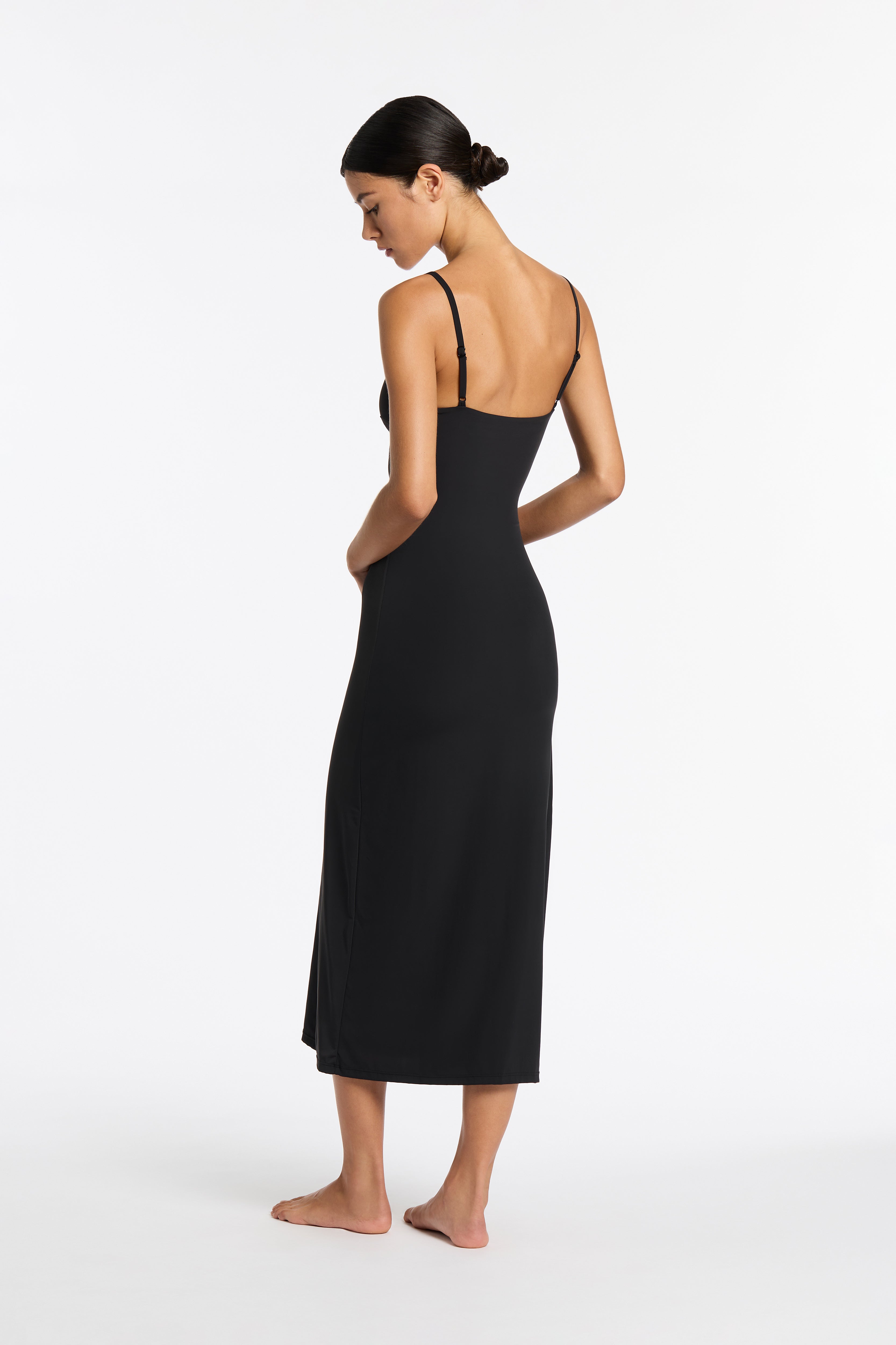 Black Midi Slip Dress - Elegant & Comfortable for Casual Outings, Date Nights & Special Occasions
