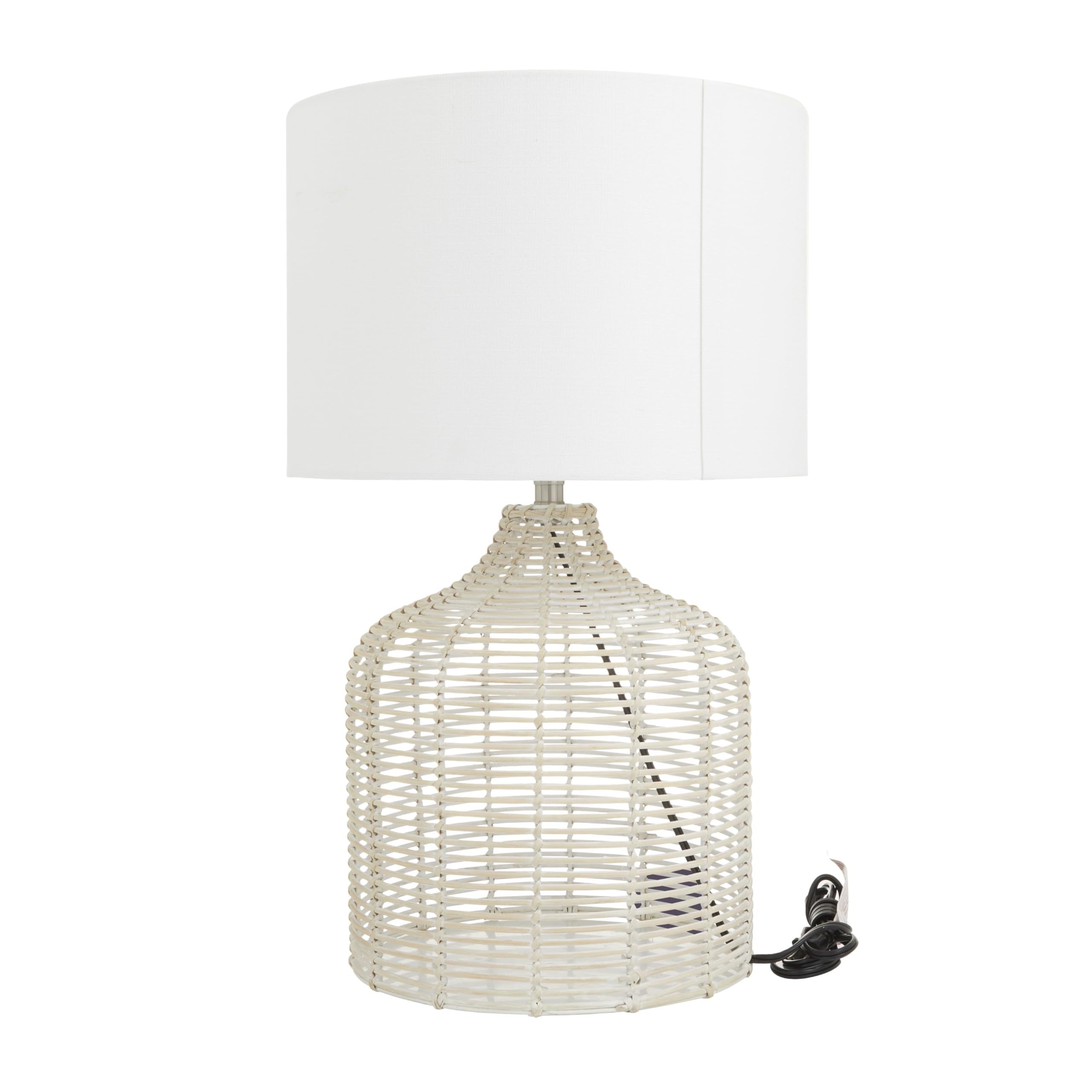 Handmade Rattan Table Lamp with Woven Drum Shade - 15