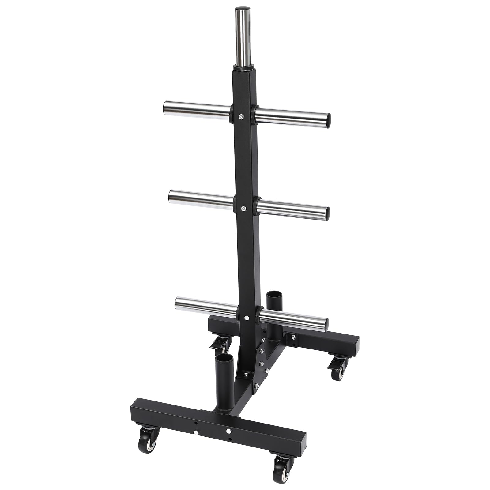 Olympic & Standard Weight Plate Rack - Vertical Bar Storage for Bumper Plates & Olympic Barbells | Home Gym Equipment for Strength Training & Fitness Workouts