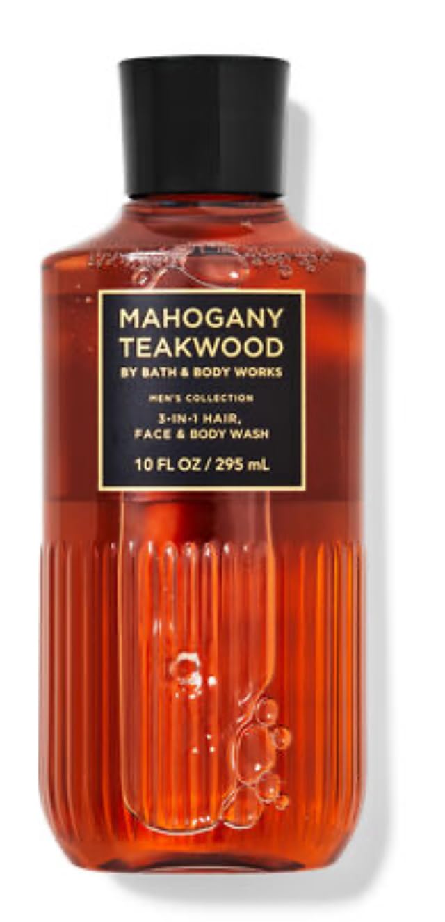 White Barn Bath & Body Works Men's 3-Piece Gift Set - Mahogany Teakwood Cologne Spray, Body Cream & Shower Gel with Diamond Soap | Perfect for Father's Day, Birthday Gifts & Self-Care Routine
