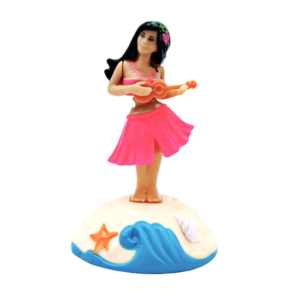 Funny Shaking Grass Skirt Dancing Girl Bobblehead Doll - Pink for Car Dashboard Decor
