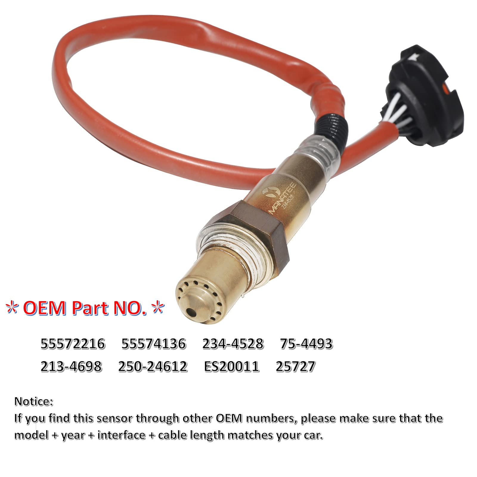 MANATEE 234-4528 Downstream Oxygen Sensor Compatible with Chevy Cruze Limited Sonic Trax - Heated Right O2 Sensor (16.7 Inch) - Improve Fuel Efficiency & Reduce Emissions for Smooth Driving