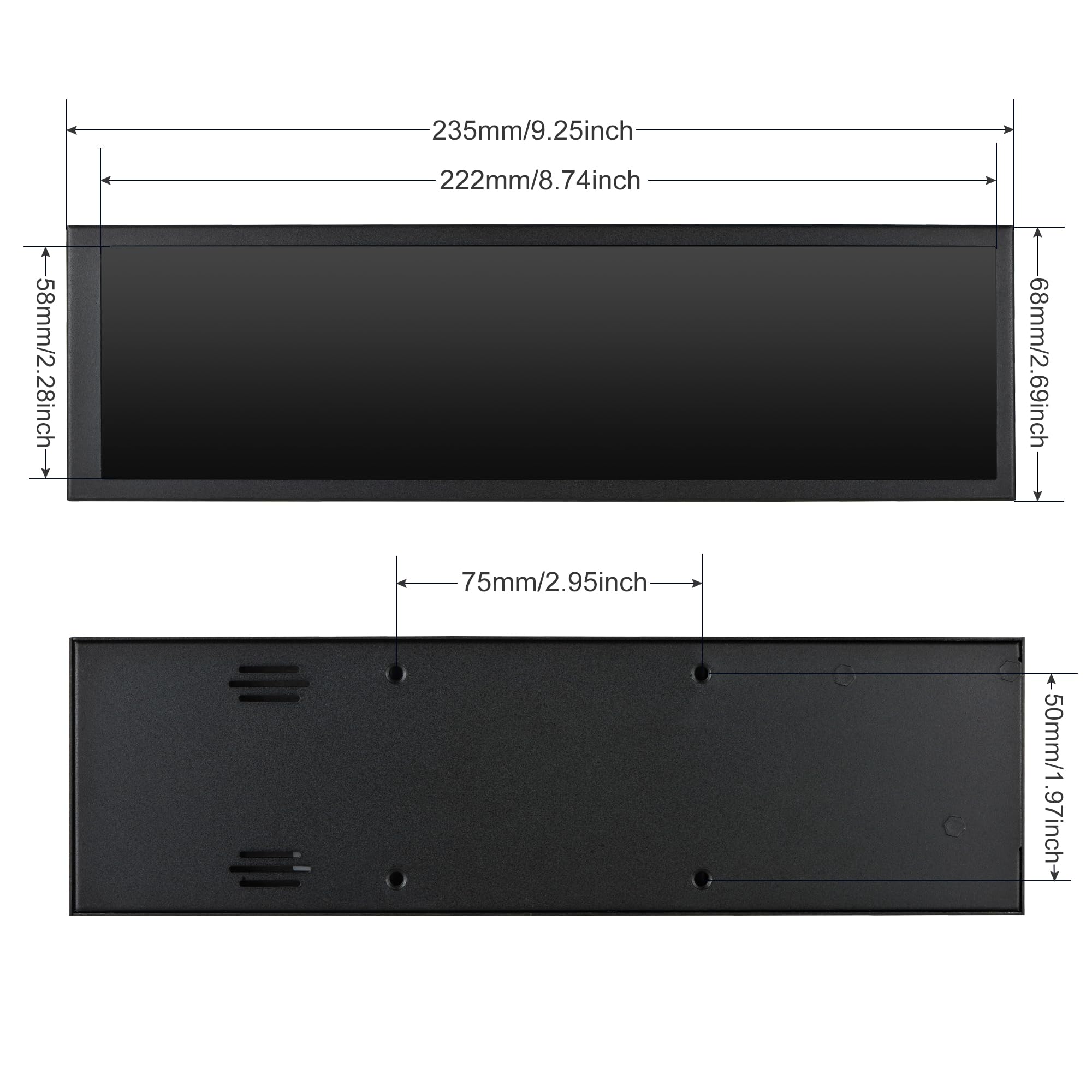 8.8 Inch Secondary Computer Monitor - FHD IPS 1920x480 LCD Display with Case for CPU/GPU Temperature Monitoring | Compatible with Windows & Aida64 | Perfect for PC Builds, Gaming Rigs, and Workstation Temperature Management
