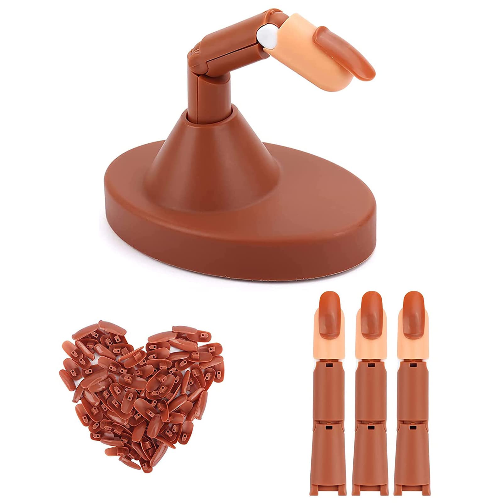 Professional Nail Practice Kit - 1 Set Fake Fingers with 100 Replaceable Nail Tips for Nail Art Training, DIY Manicure & Salon Practice - Perfect for Beginners, Nail Technicians & Home Use
