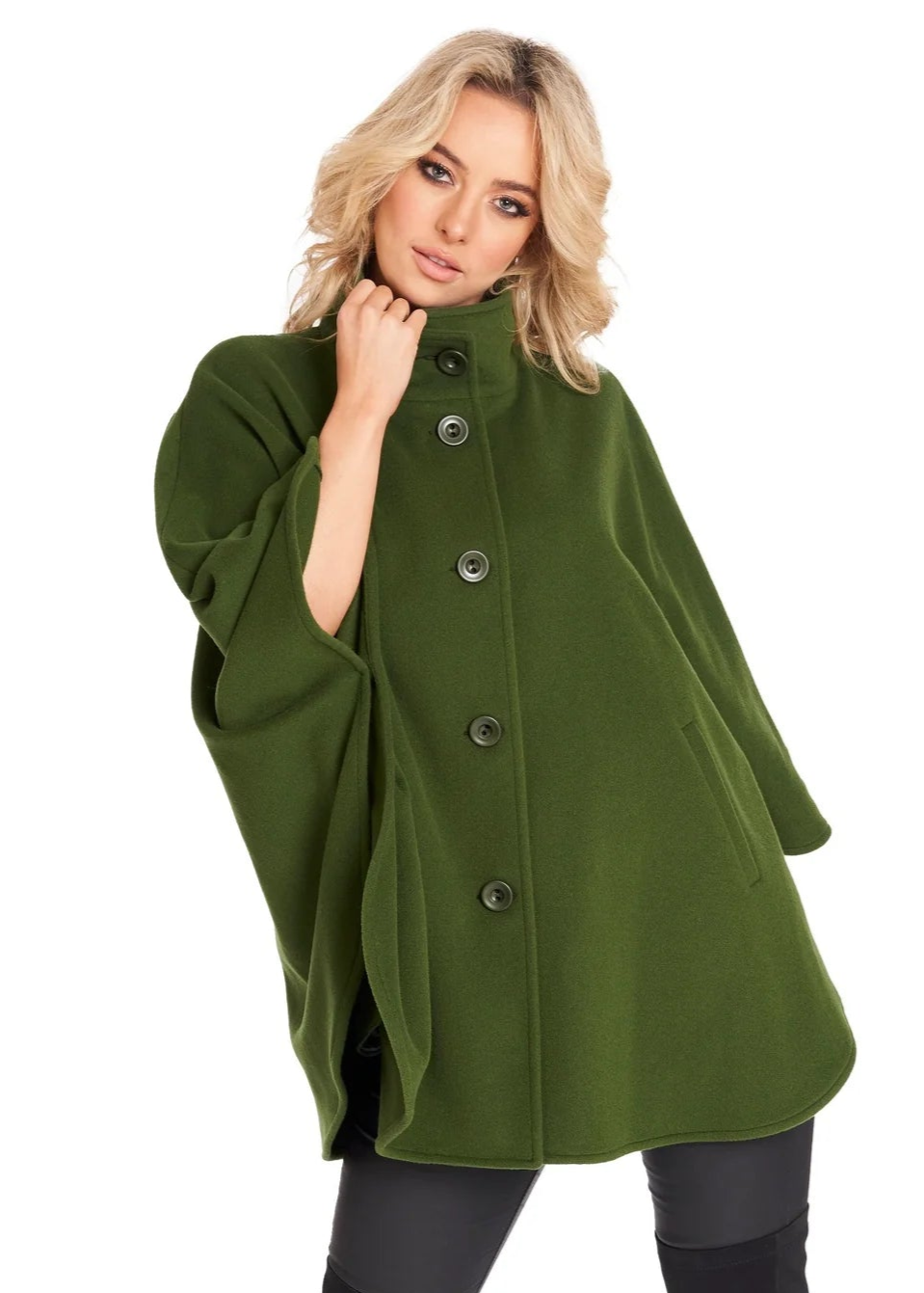 Jimmy Hourihan Short Cape with Pockets - Stylish Pine Green Outerwear for Women | Perfect for Fall Fashion, Outdoor Adventures & Casual Wear