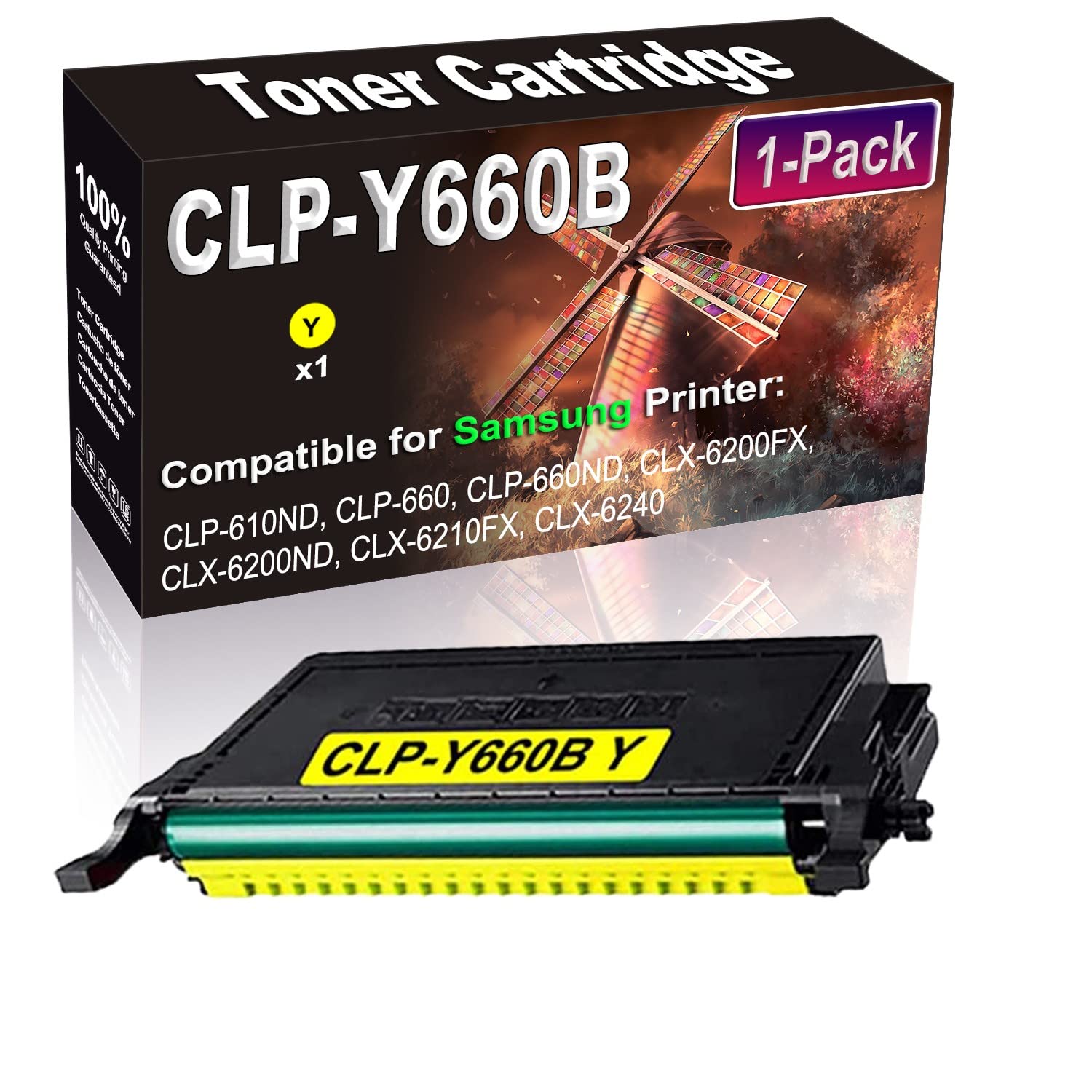 1-Pack High Yield Yellow Toner Cartridge Replacement for Samsung CLP-610ND/CLP-660/CLX-6200FX Printers - Compatible with CLP-660B/CLP-Y660B - Perfect for Office & Home Printing Needs