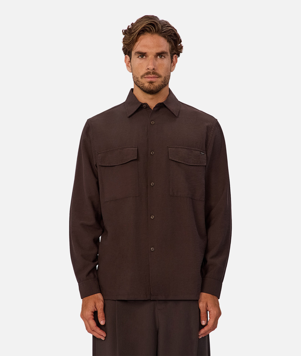 Premium Campiano Long Sleeve Shirt for Men - Dark Aubergine Color, Comfortable Casual Wear for Office, Outdoor & Travel