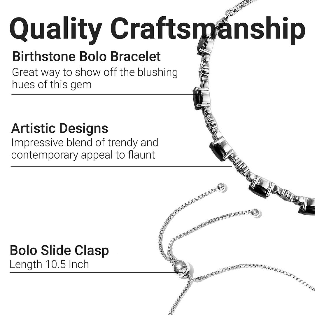 Birthstone Bracelets for Women - Adjustable Charm Bolo Bracelet with Gemstones | Engagement, Anniversary, Wedding & Promise Jewelry | Perfect Birthday Gift for Her | Ideal for Everyday Wear, Special Occasions & Gift-Giving