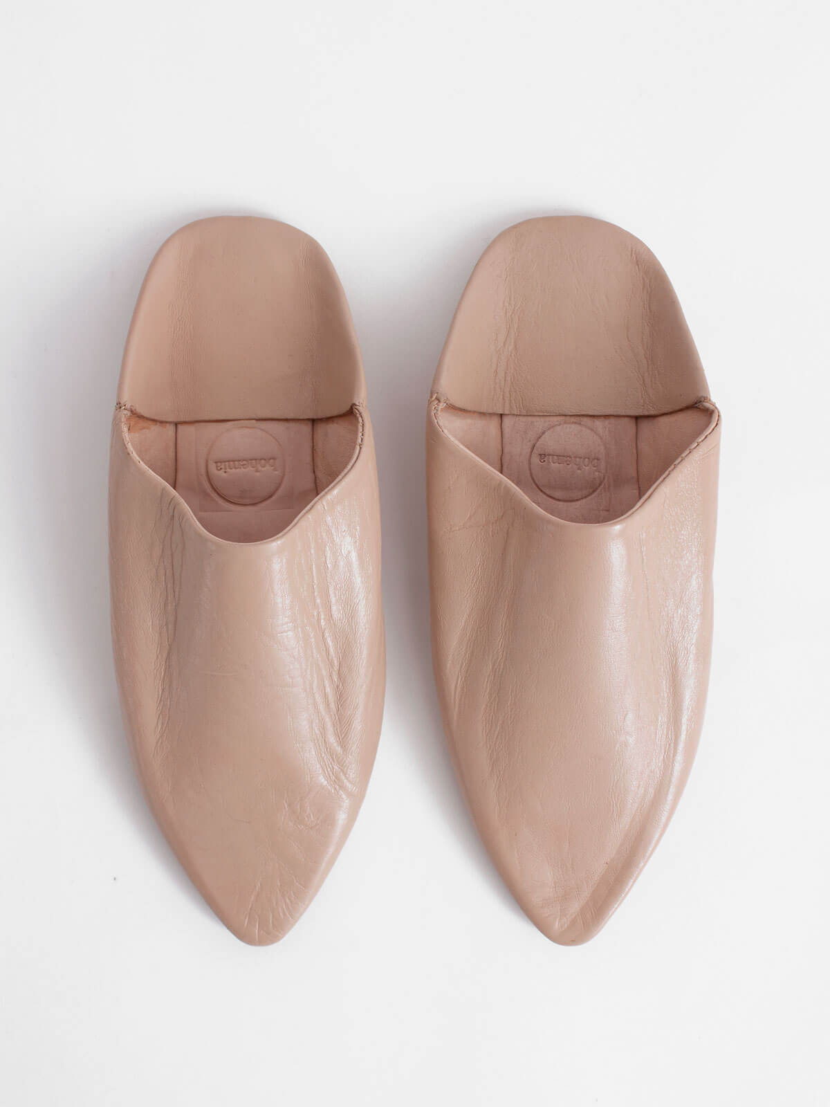 Authentic Moroccan Classic Pointed Babouche Slippers - Comfortable Nude Leather House Shoes | Perfect for Home, Lounge & Cultural Fashion