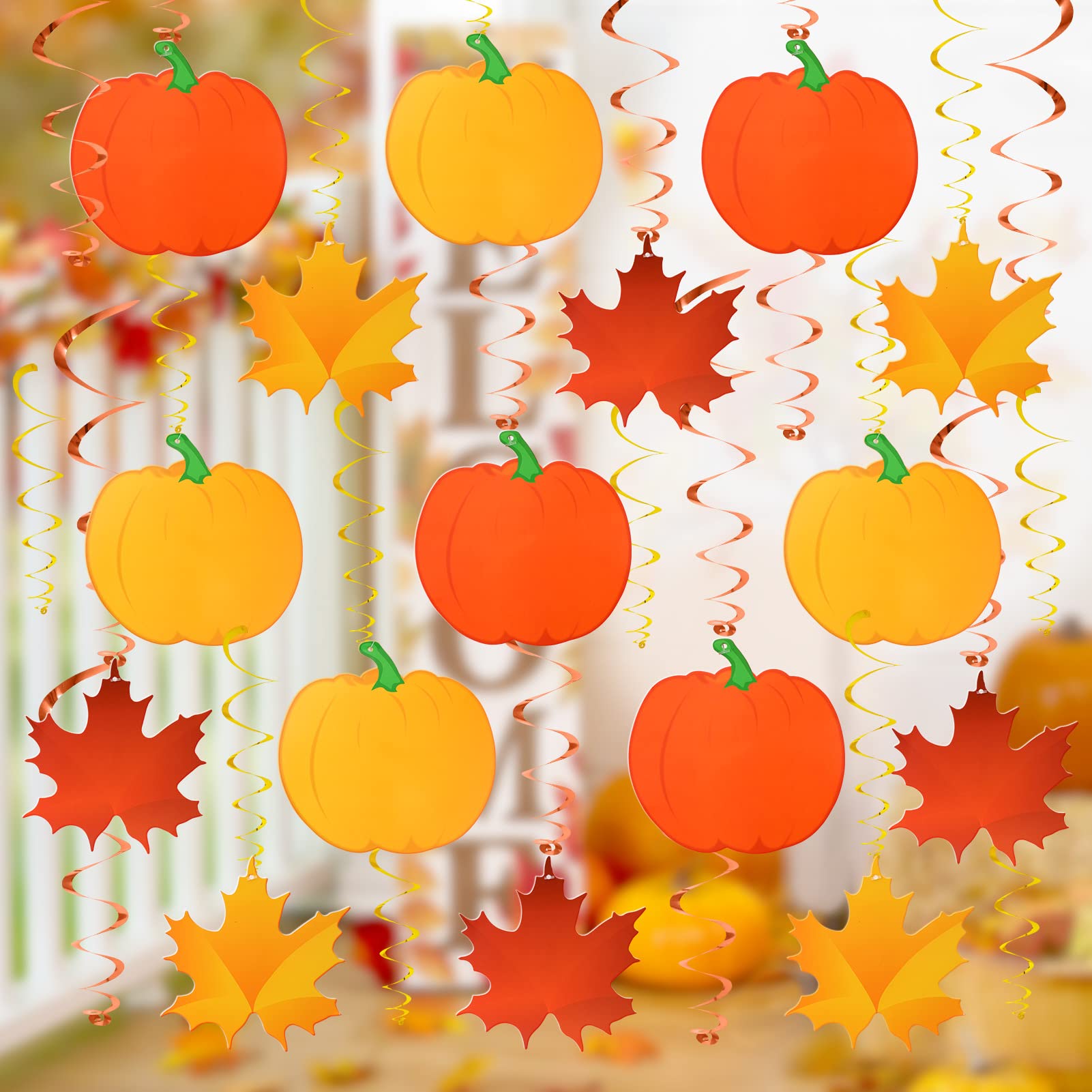 Thanksgiving Swirl Hanging Decorations - Fall & Autumn Home, Office, Birthday, Classroom Party Decor - Perfect for Thanksgiving, Harvest Festivals & Seasonal Celebrations